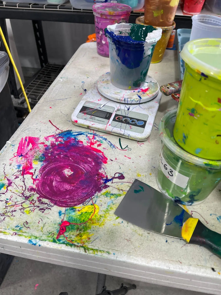 Ink Table Workstation with Ink Containers and Digital Scale – Game Over Merch