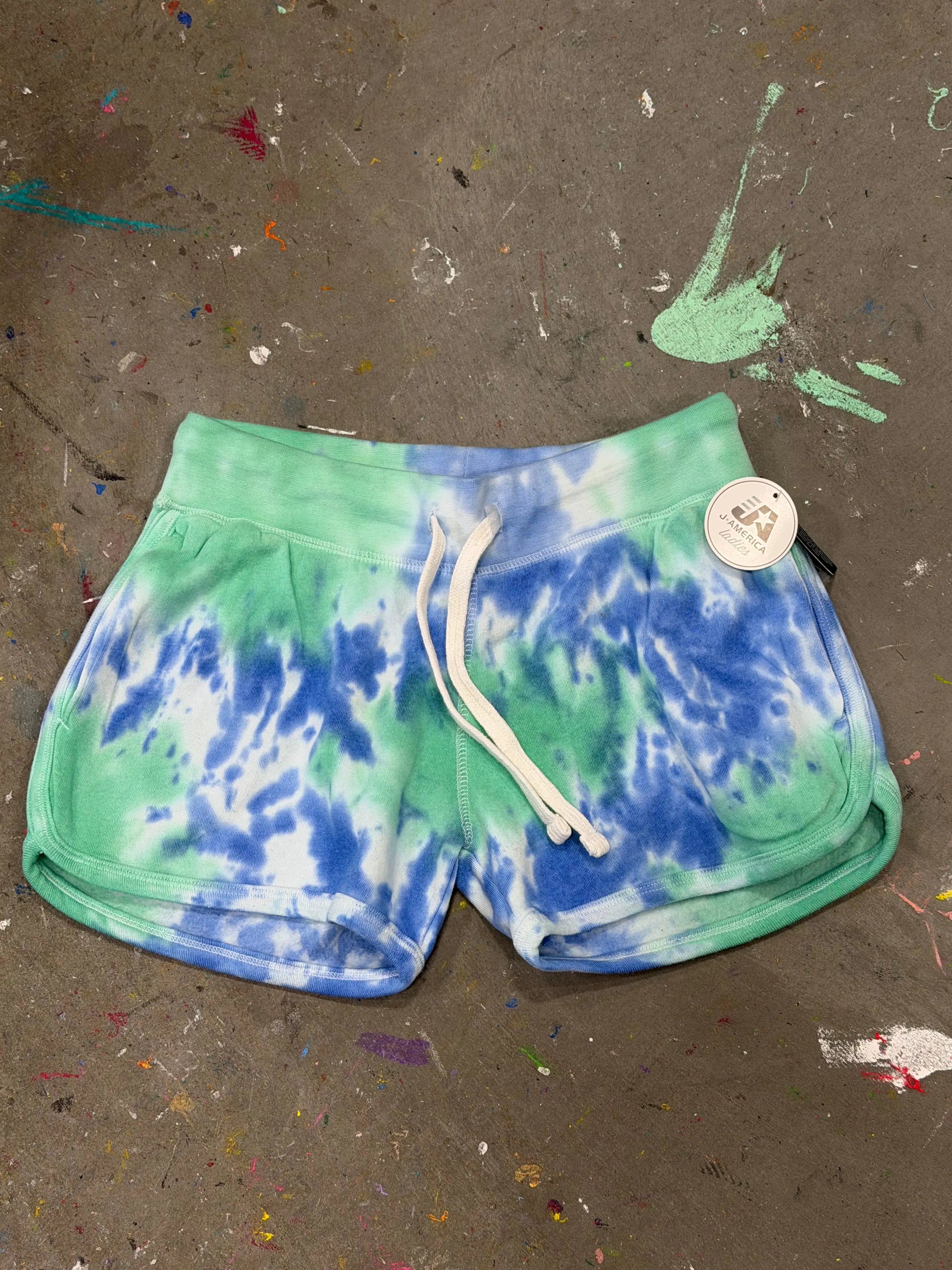 10 J.America Ladies Triblend Fleece Shorts - Lagoon