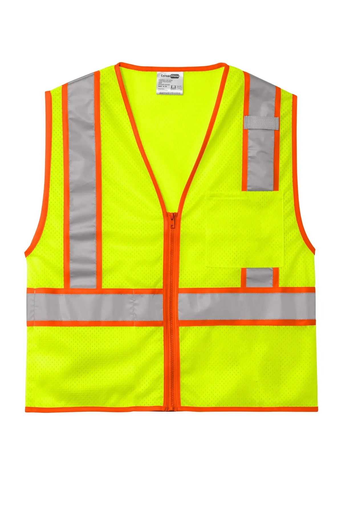 CornerStone® ANSI 107 Class 2 Mesh Zippered Two-Tone Vest #CSV103