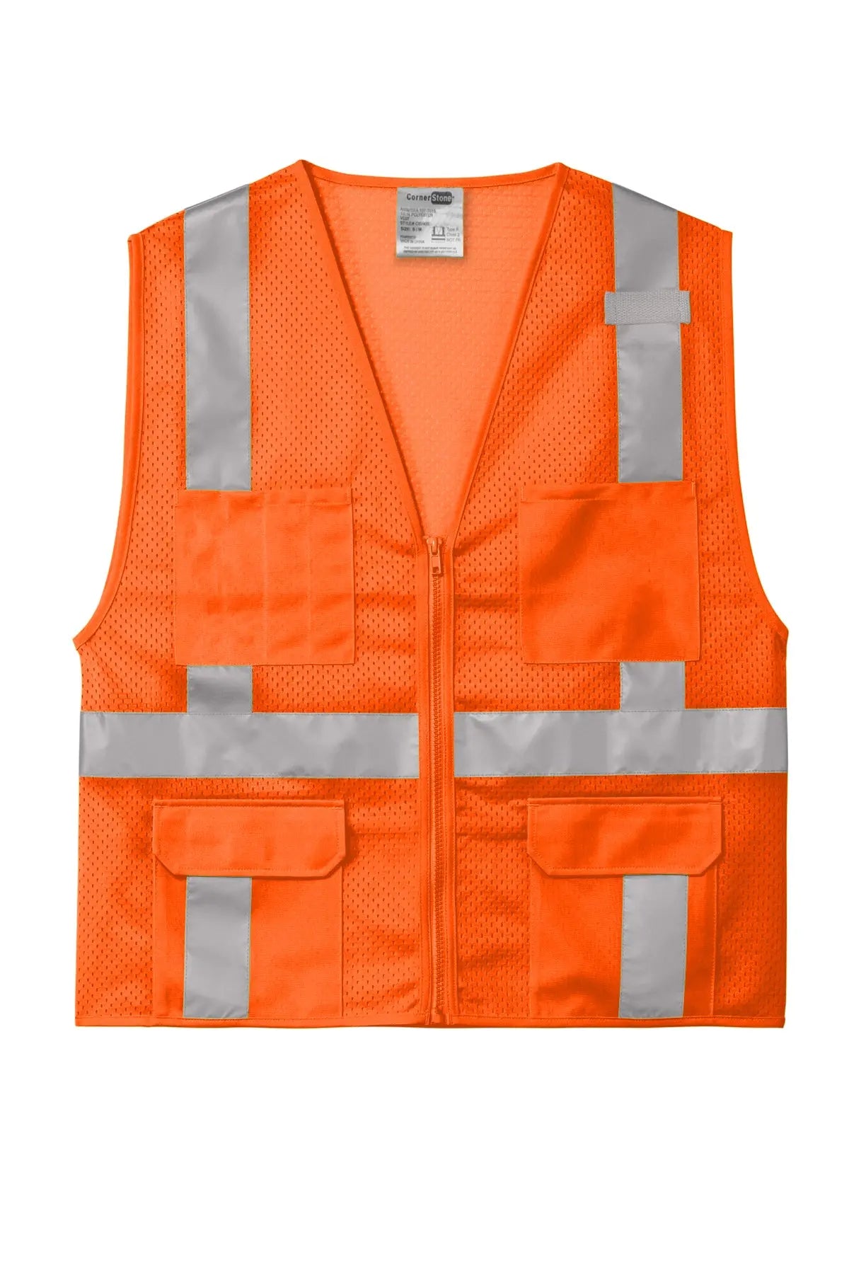 CornerStone® ANSI 107 Class 2 Mesh Six-Pocket Zippered Vest #CSV104