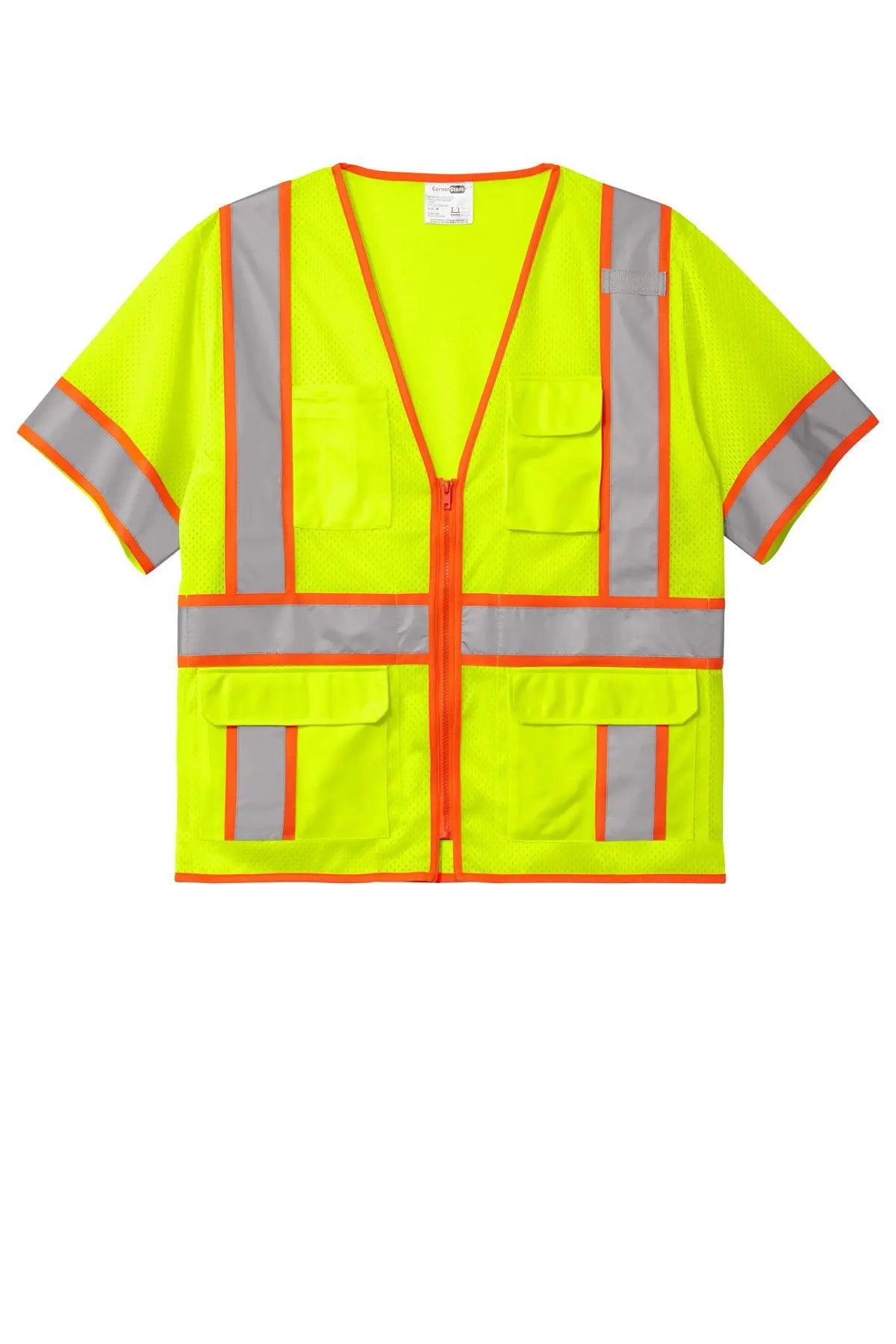 CornerStone® ANSI 107 Class 3 Surveyor Mesh Zippered Two-Tone Short Sleeve Vest #CSV106