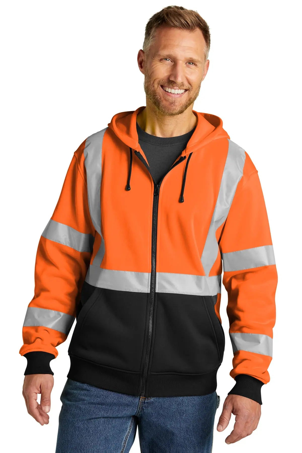 CornerStone® ANSI 107 Class 3 Heavy-Duty Fleece Full-Zip Hoodie #CSF300