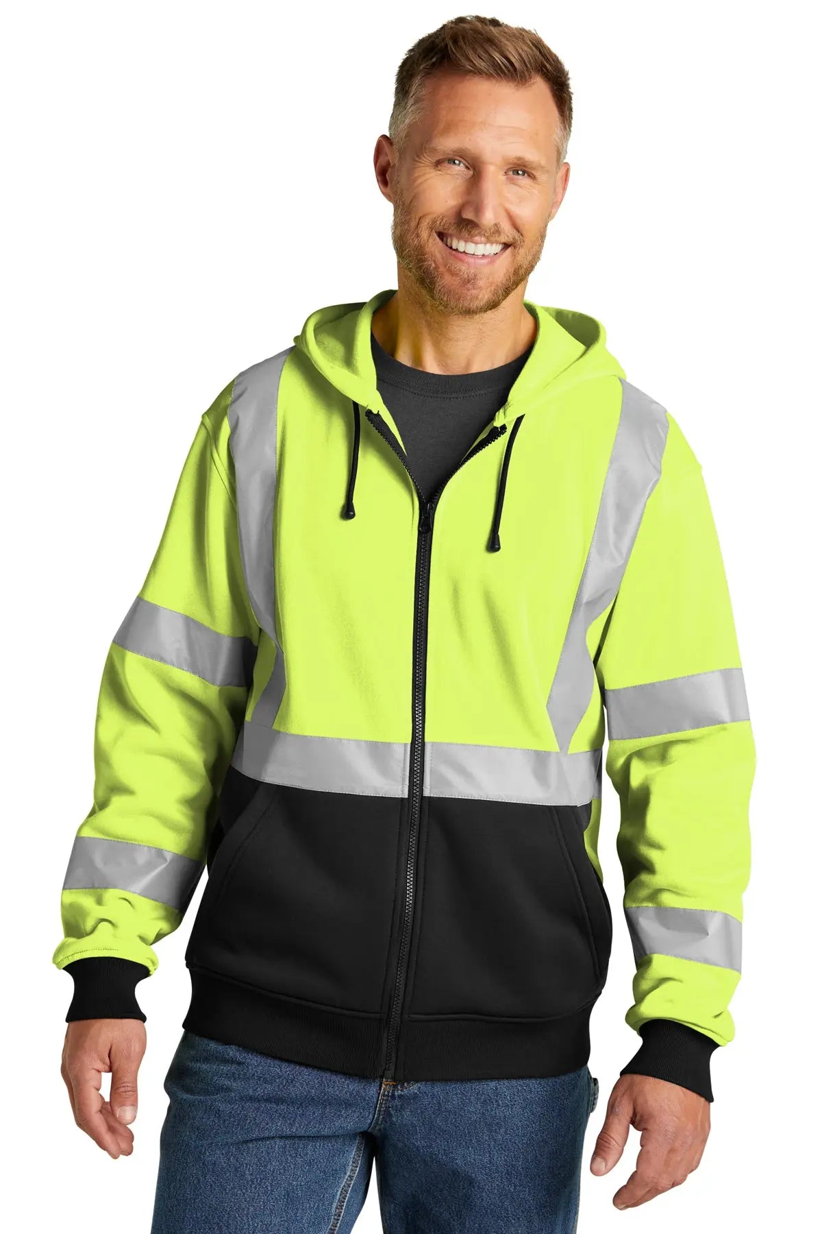 CornerStone® ANSI 107 Class 3 Heavy-Duty Fleece Full-Zip Hoodie #CSF300