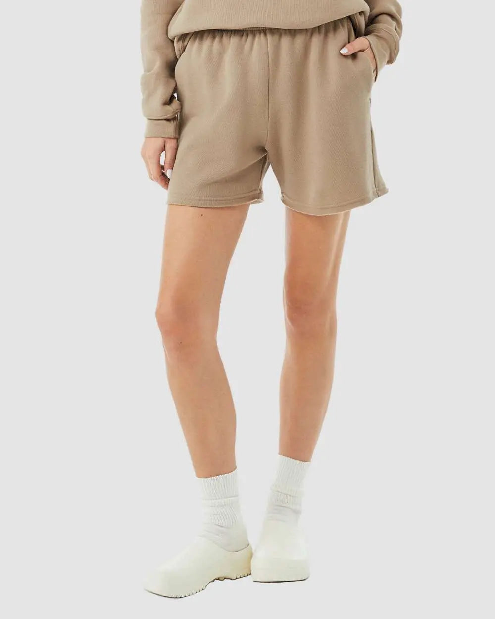 10 Bella+Canvas Women's Cutoff Sweatshorts - Tan