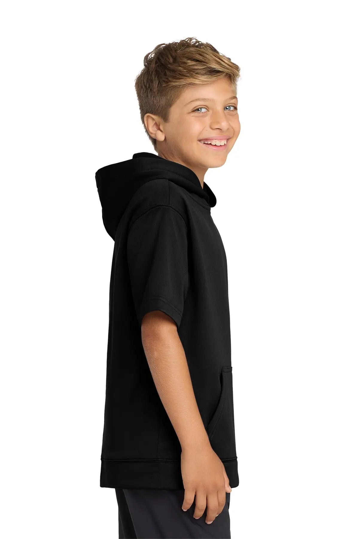 Sport-Tek® Youth Sport-Wick® Fleece Short Sleeve Hooded Pullover #YST251