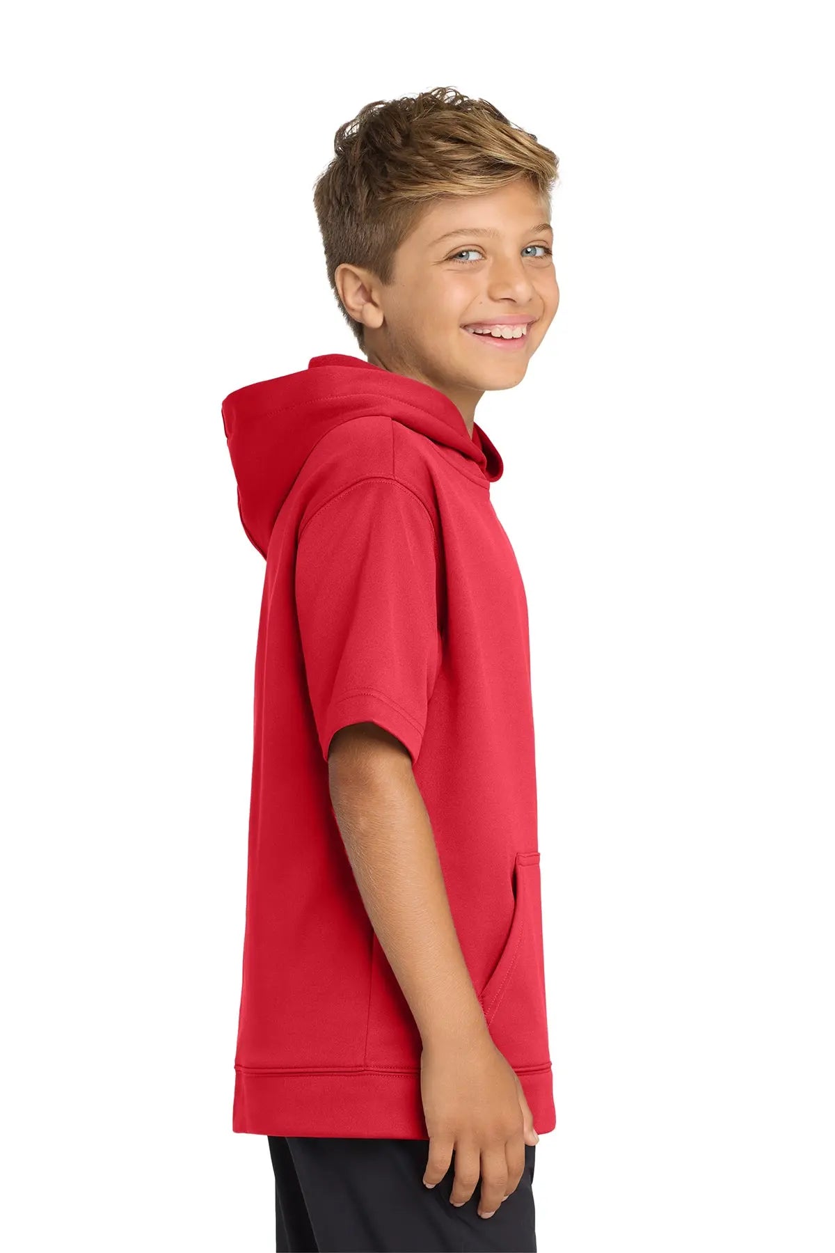 Sport-Tek® Youth Sport-Wick® Fleece Short Sleeve Hooded Pullover #YST251