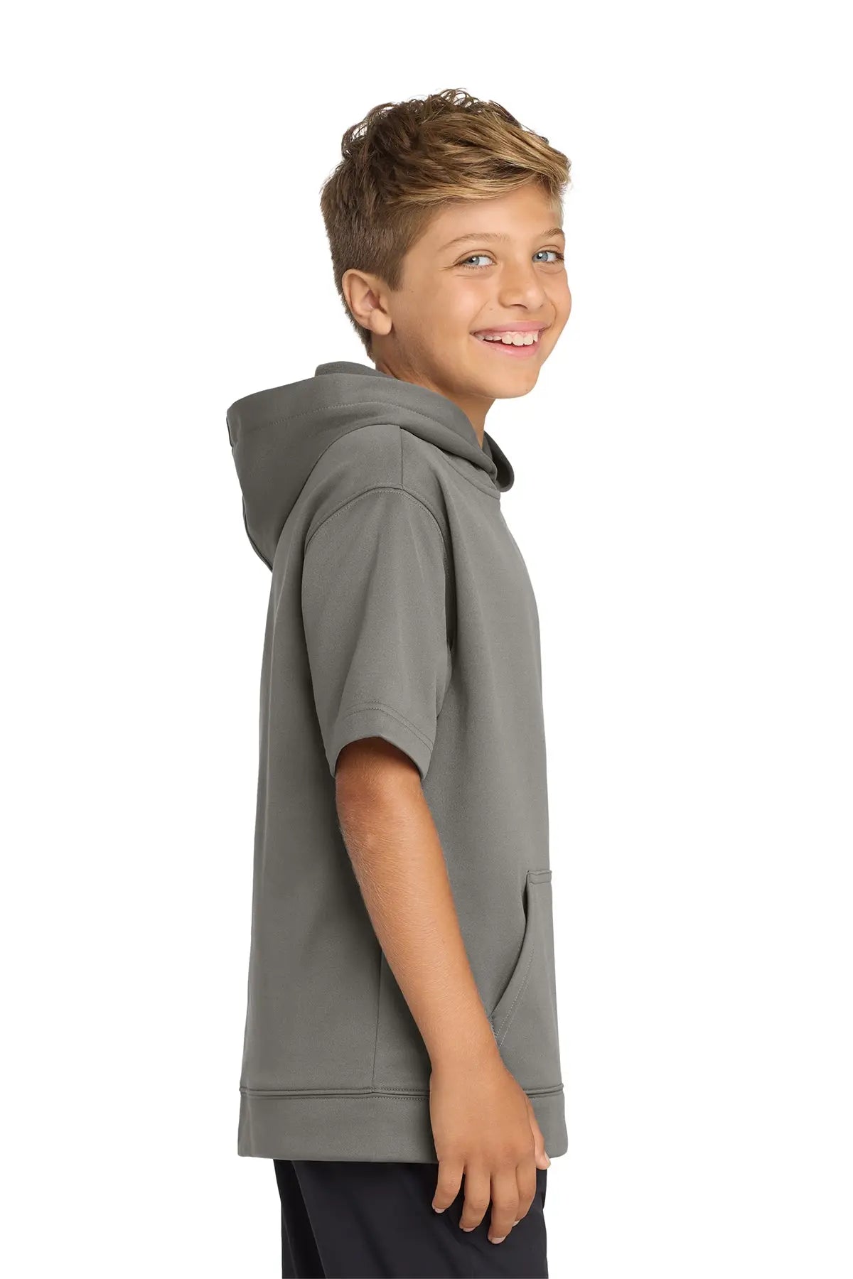 Sport-Tek® Youth Sport-Wick® Fleece Short Sleeve Hooded Pullover #YST251
