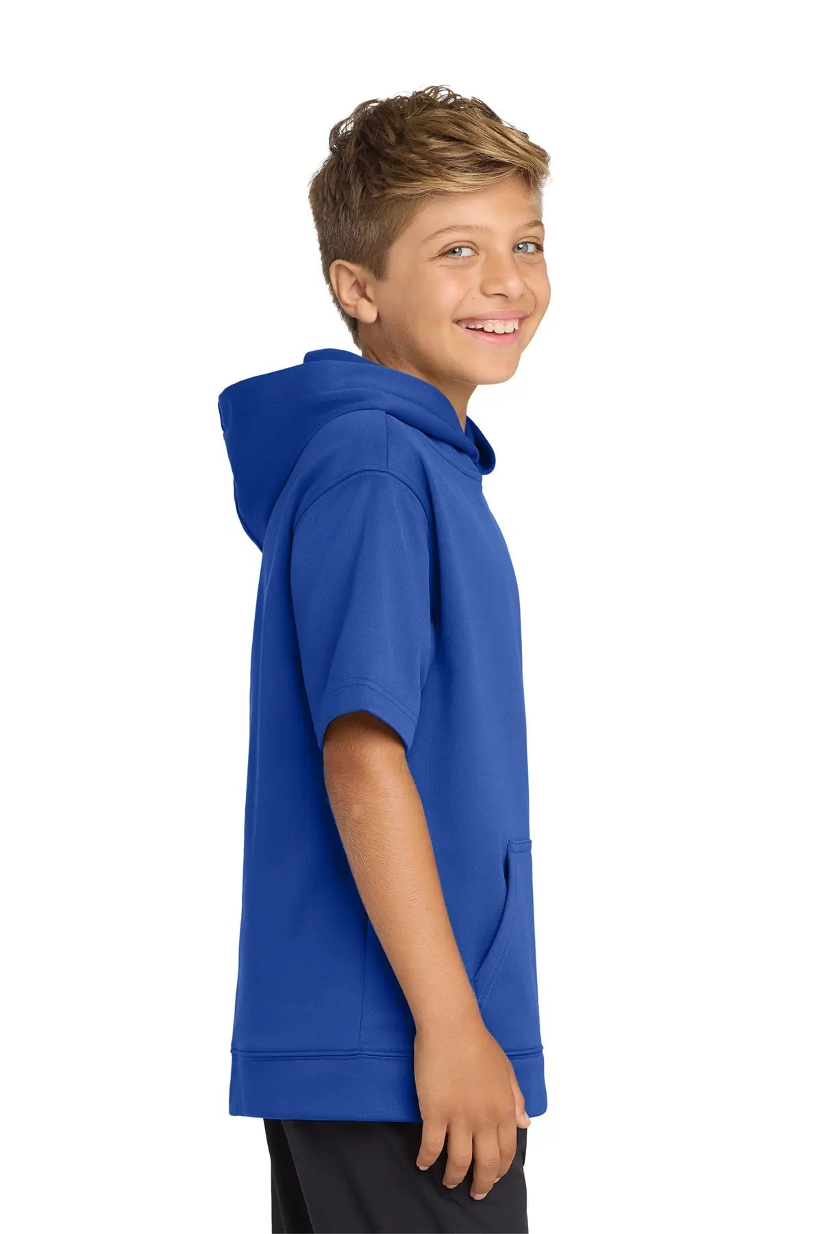 Sport-Tek® Youth Sport-Wick® Fleece Short Sleeve Hooded Pullover #YST251