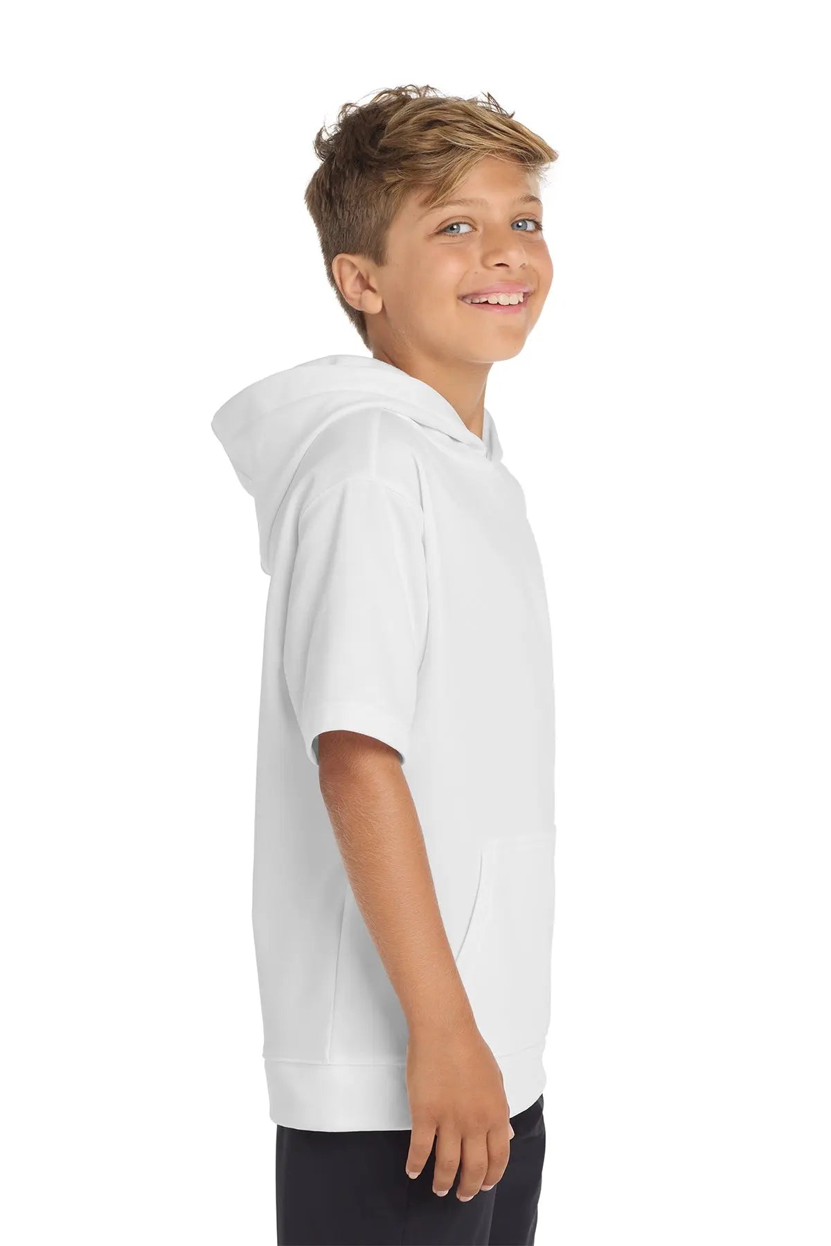 Sport-Tek® Youth Sport-Wick® Fleece Short Sleeve Hooded Pullover #YST251
