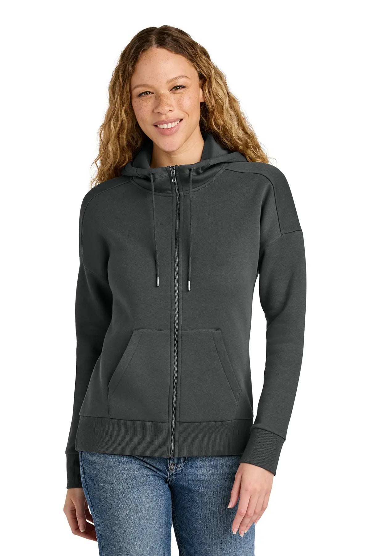 District® Women’s Perfect Weight® Fleece Drop Shoulder Full-Zip Hoodie #DT1104