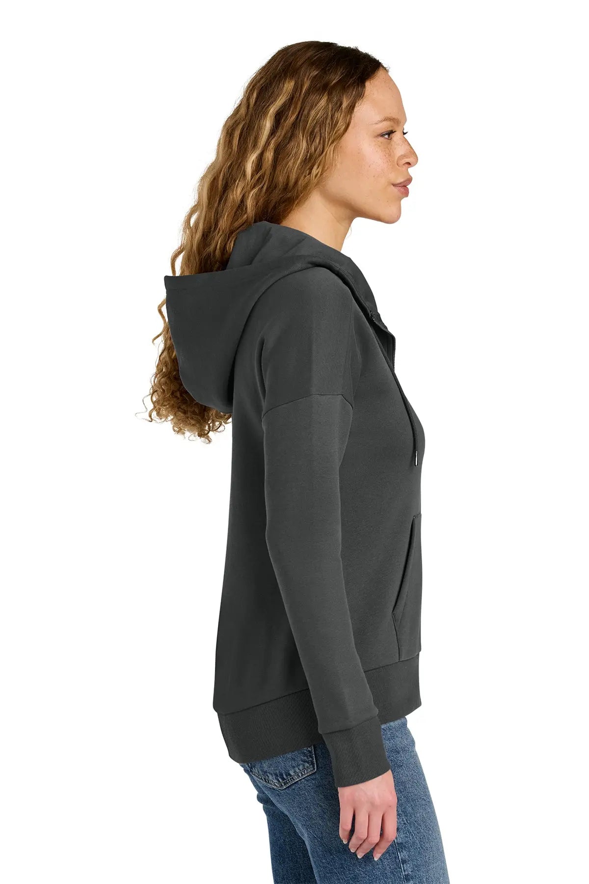 District® Women’s Perfect Weight® Fleece Drop Shoulder Full-Zip Hoodie #DT1104
