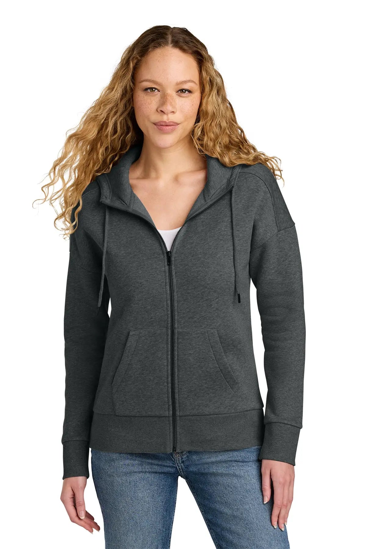 District® Women’s Perfect Weight® Fleece Drop Shoulder Full-Zip Hoodie #DT1104