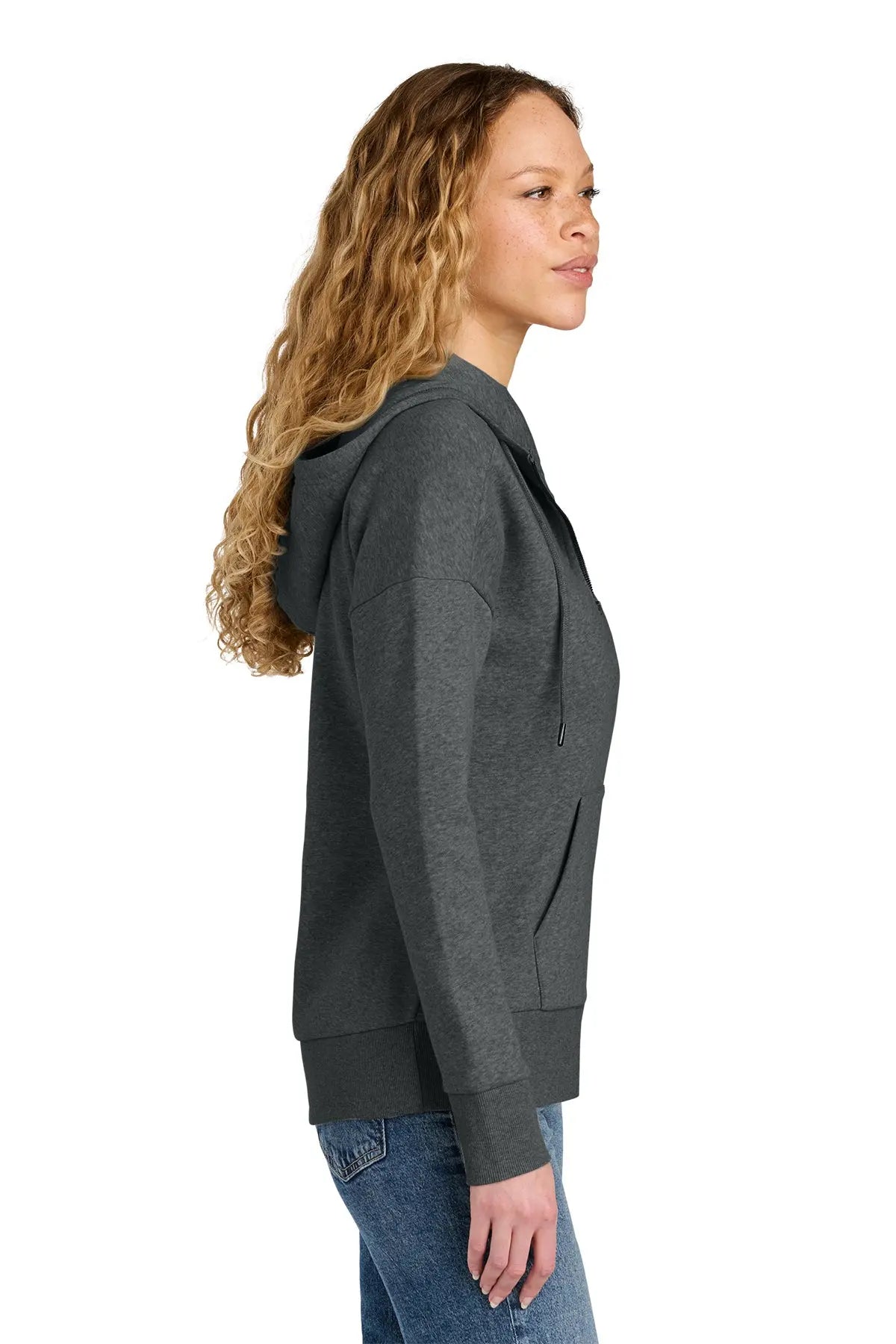 District® Women’s Perfect Weight® Fleece Drop Shoulder Full-Zip Hoodie #DT1104