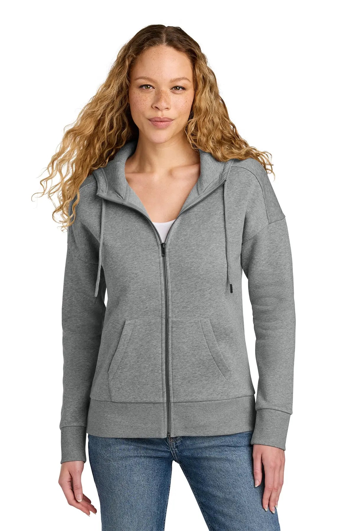District® Women’s Perfect Weight® Fleece Drop Shoulder Full-Zip Hoodie #DT1104