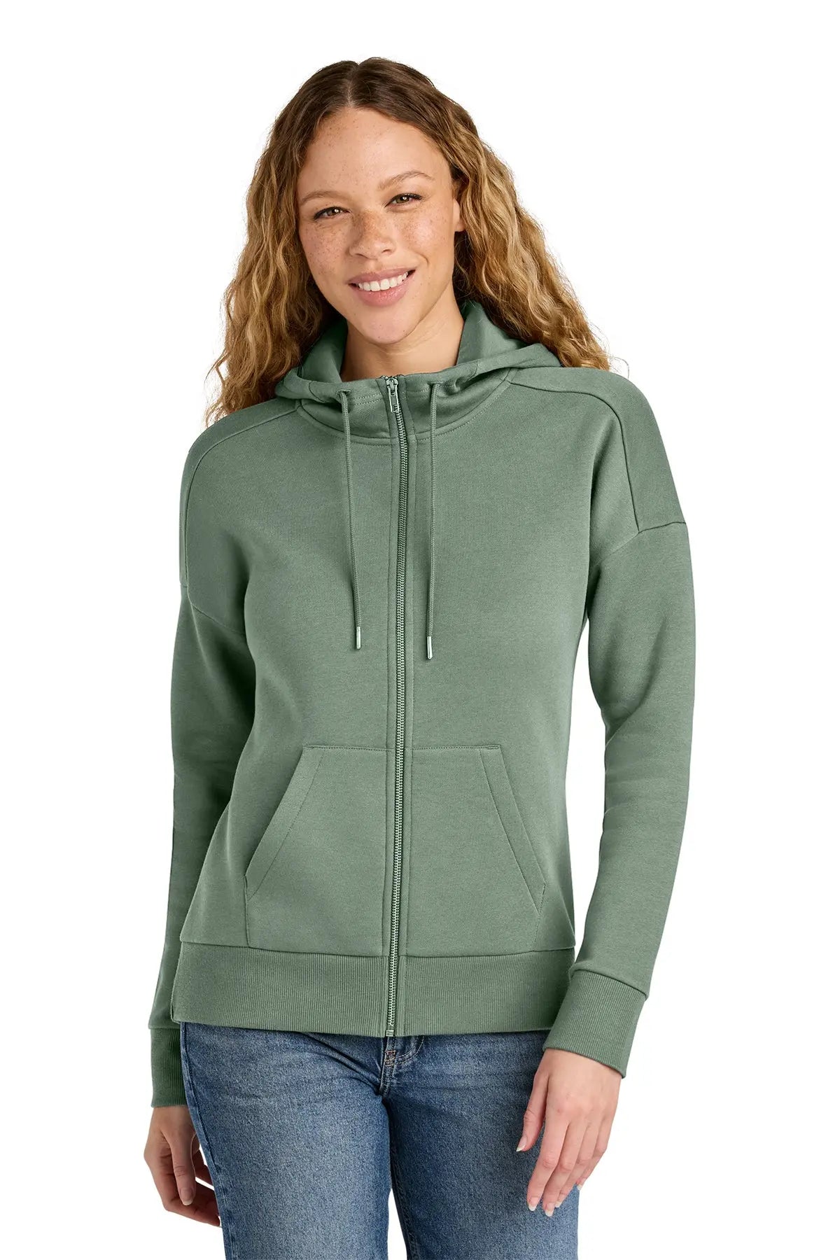 District® Women’s Perfect Weight® Fleece Drop Shoulder Full-Zip Hoodie #DT1104