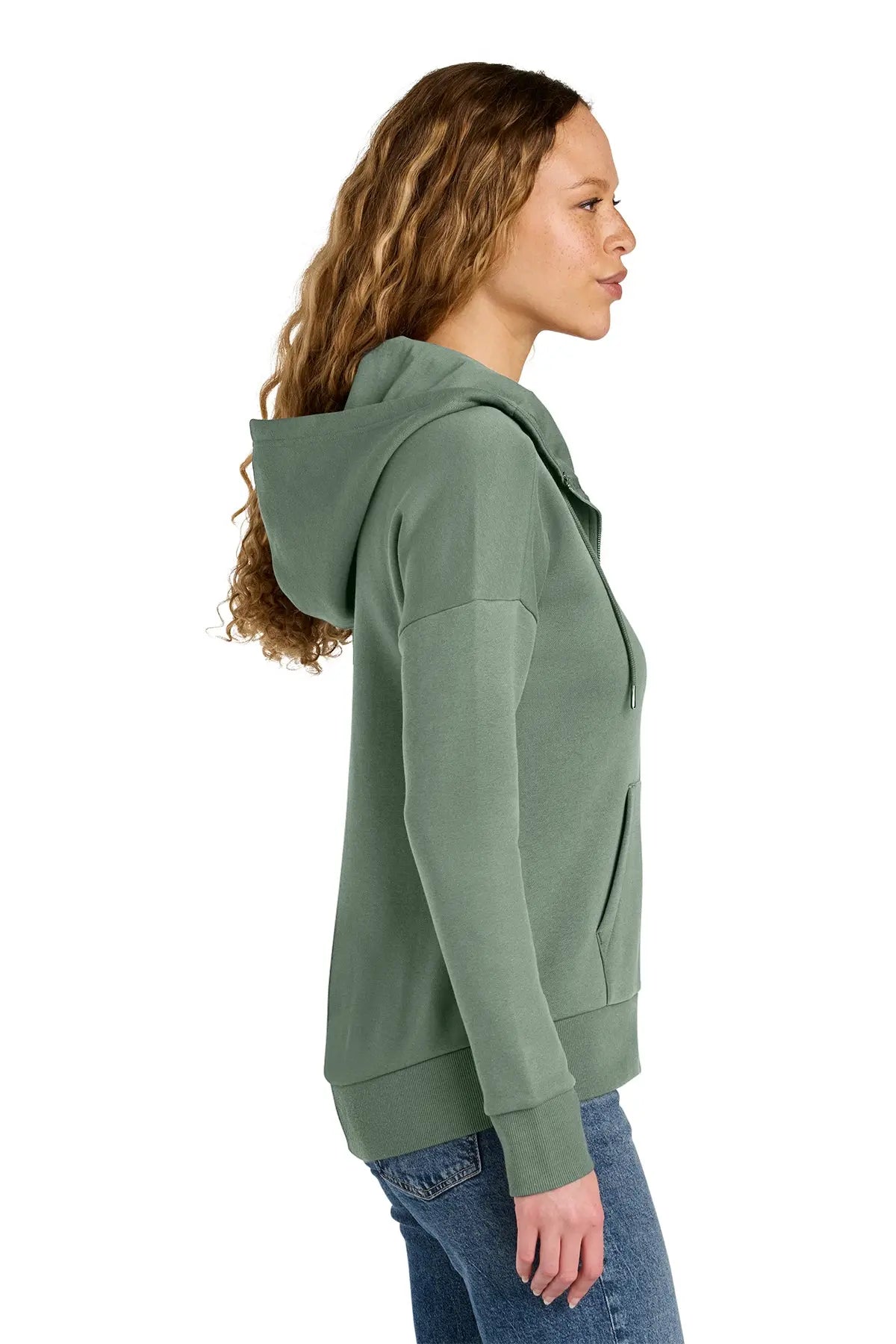 District® Women’s Perfect Weight® Fleece Drop Shoulder Full-Zip Hoodie #DT1104