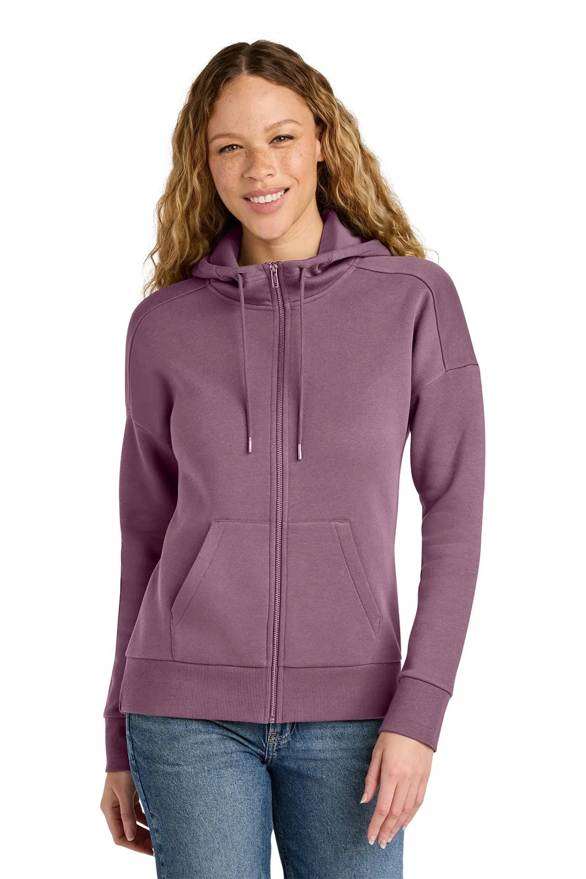 District® Women’s Perfect Weight® Fleece Drop Shoulder Full-Zip Hoodie #DT1104