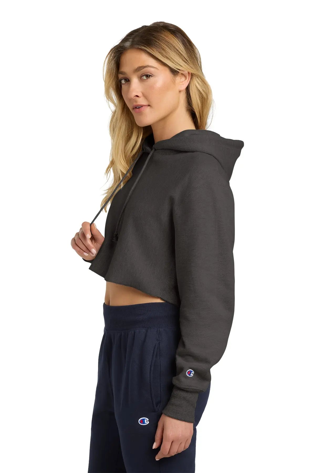 Champion® Women’s Reverse Weave® Cropped Cut-Off Hooded Sweatshirt #RW01W