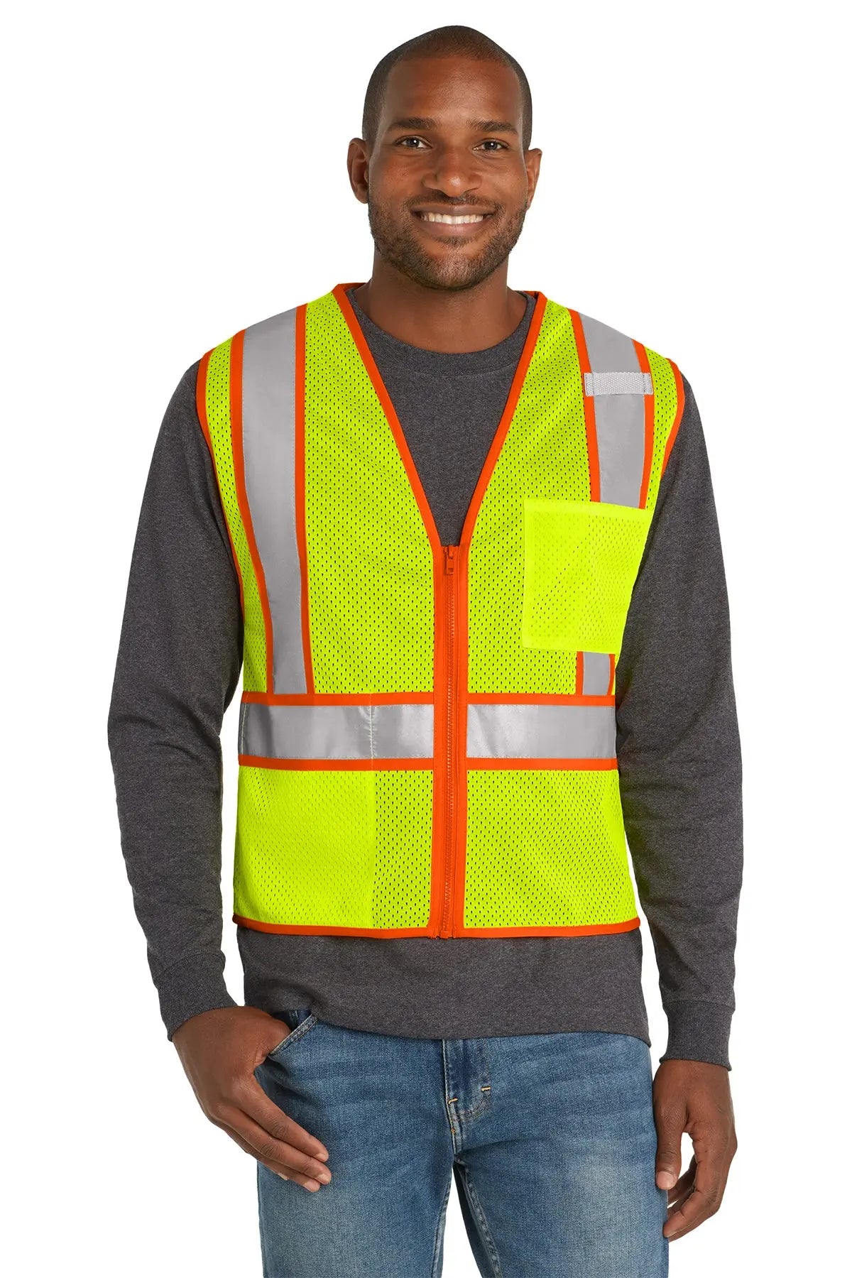 CornerStone® ANSI 107 Class 2 Mesh Zippered Two-Tone Vest #CSV103