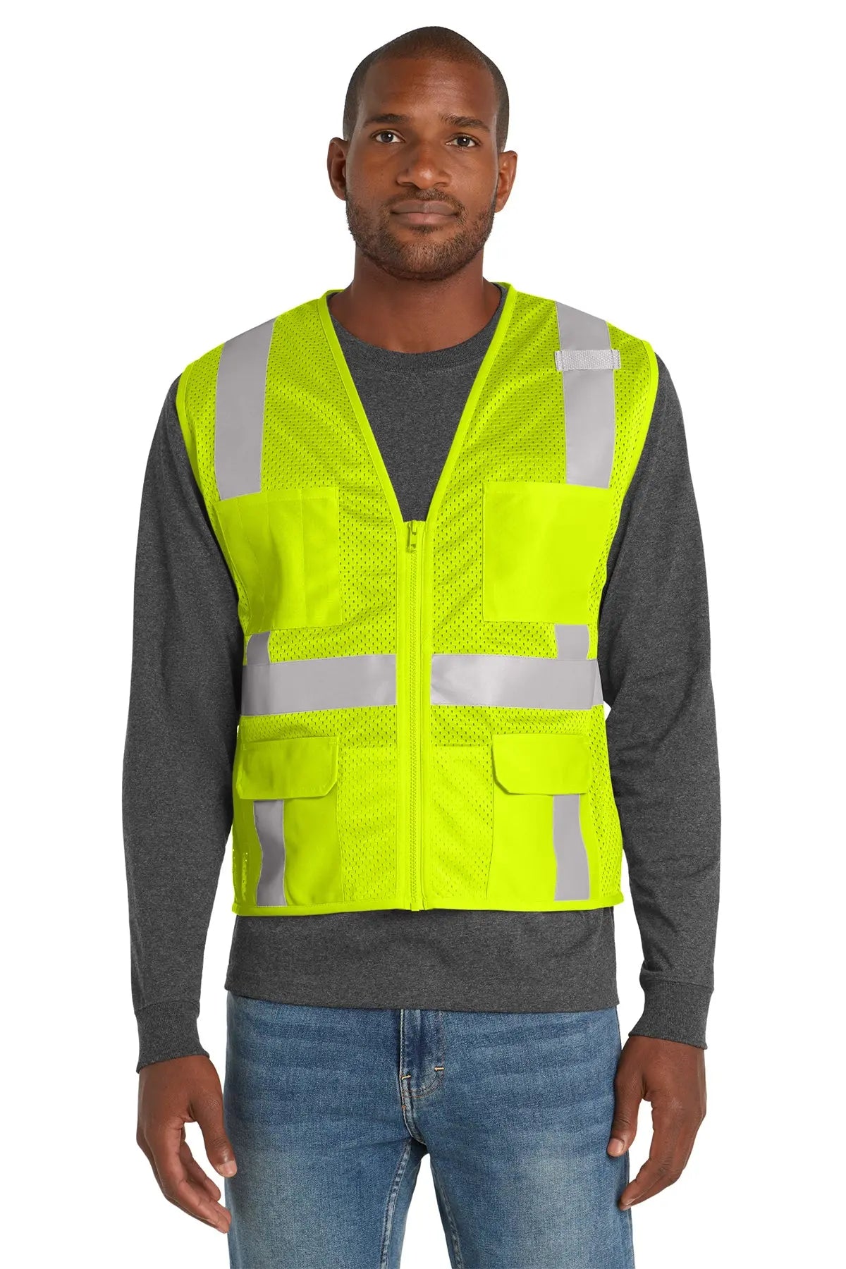 CornerStone® ANSI 107 Class 2 Mesh Six-Pocket Zippered Vest #CSV104