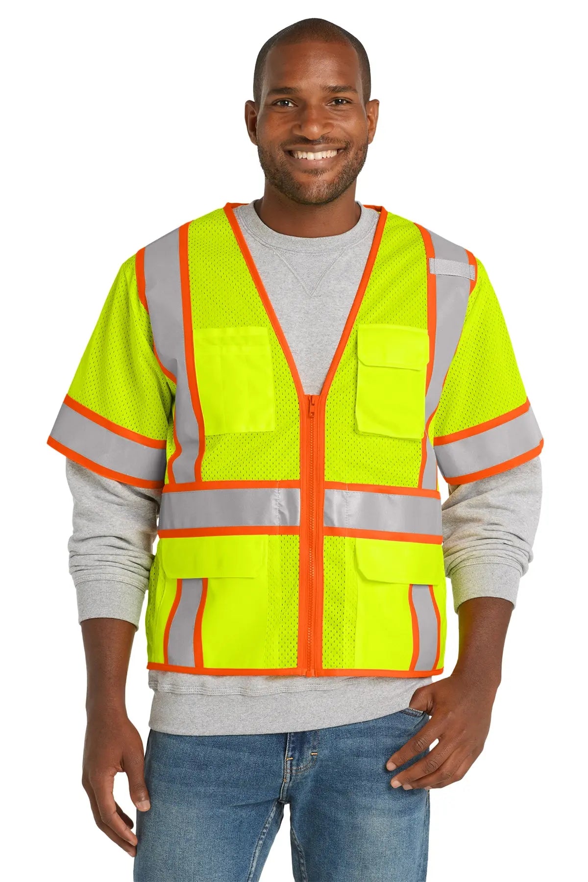 CornerStone® ANSI 107 Class 3 Surveyor Mesh Zippered Two-Tone Short Sleeve Vest #CSV106