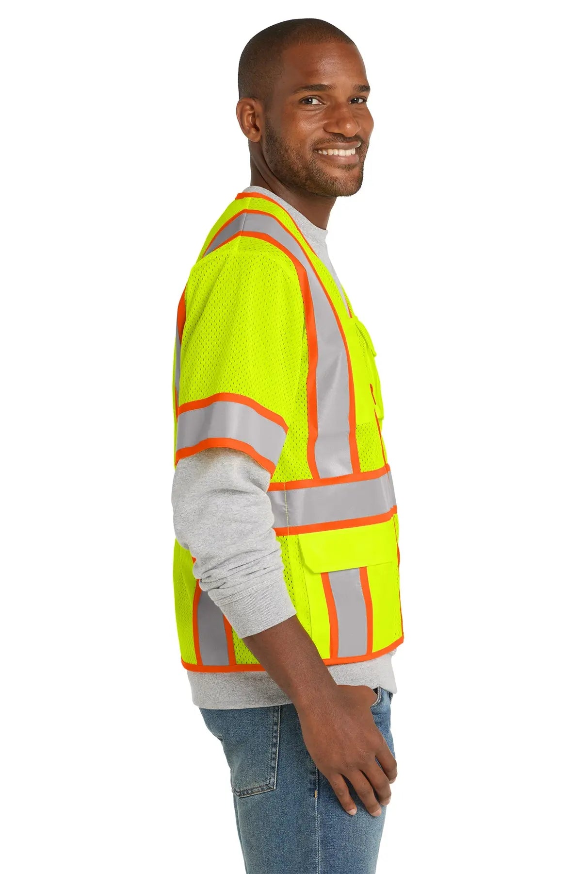 CornerStone® ANSI 107 Class 3 Surveyor Mesh Zippered Two-Tone Short Sleeve Vest #CSV106