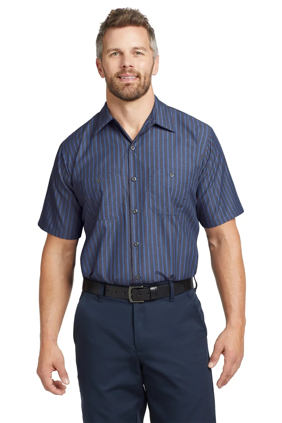 Red Kap® Short Sleeve Striped Industrial Work Shirt #CS20
