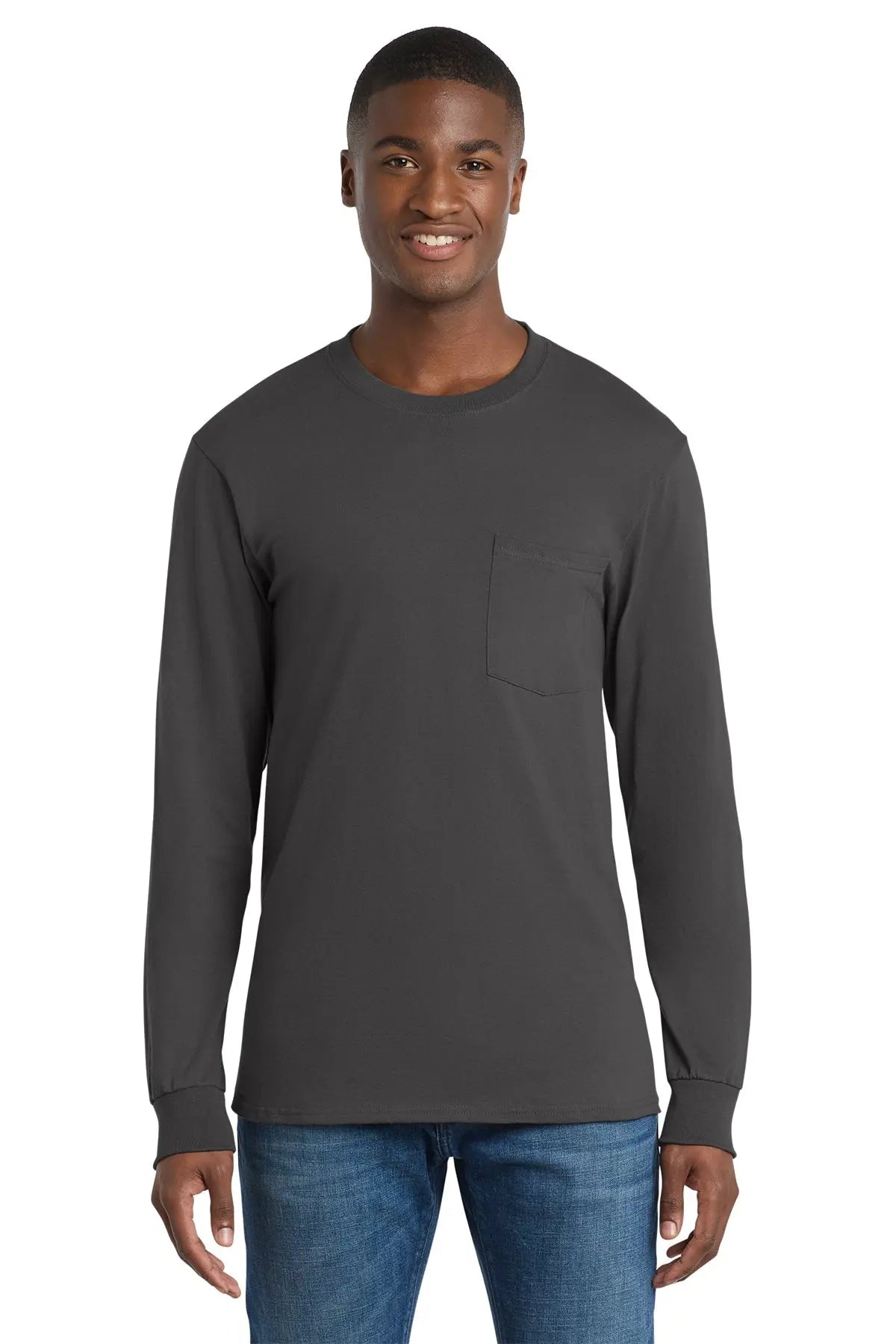 Port & Co™ Long Sleeve Essential Pocket Tee #PC61LSP Game Over Merch