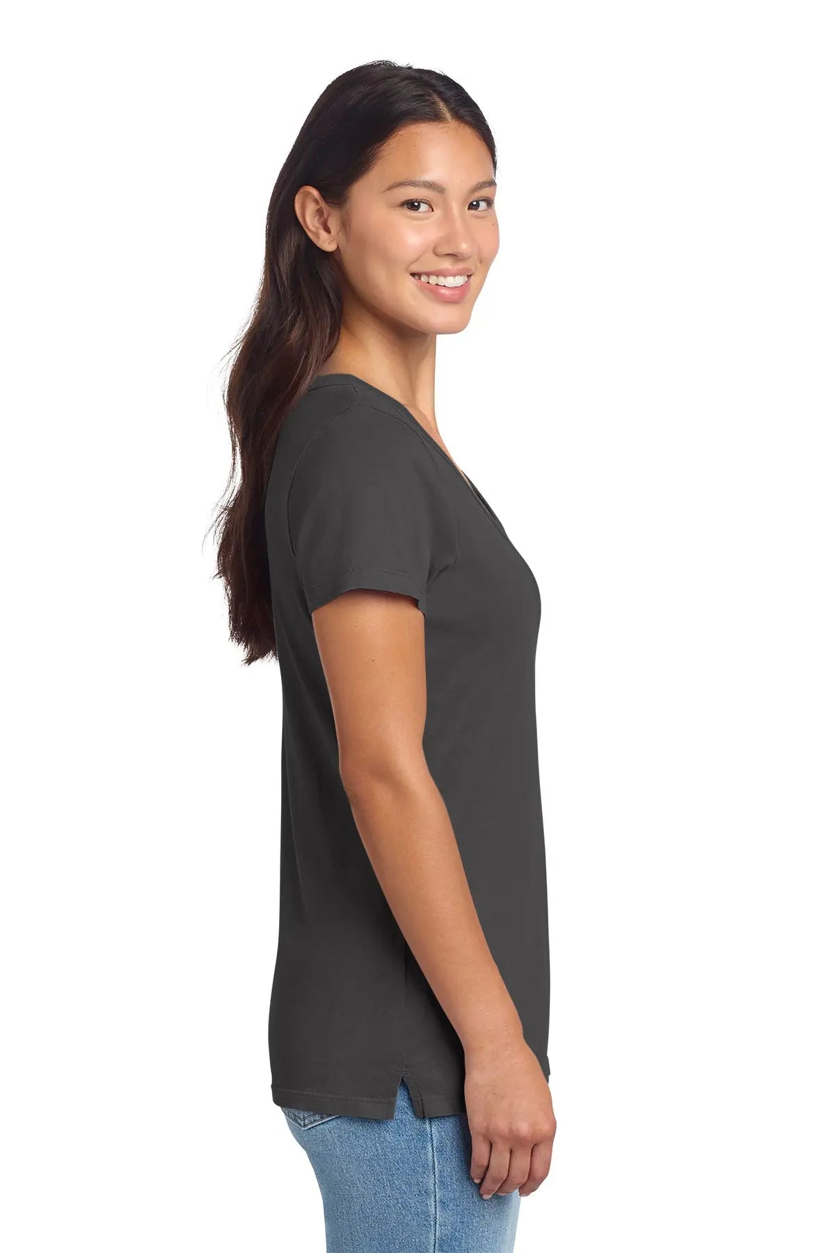 Port & Co™ Women's Beach Wash® Garment-Dyed V-Neck Tee #LPC099V