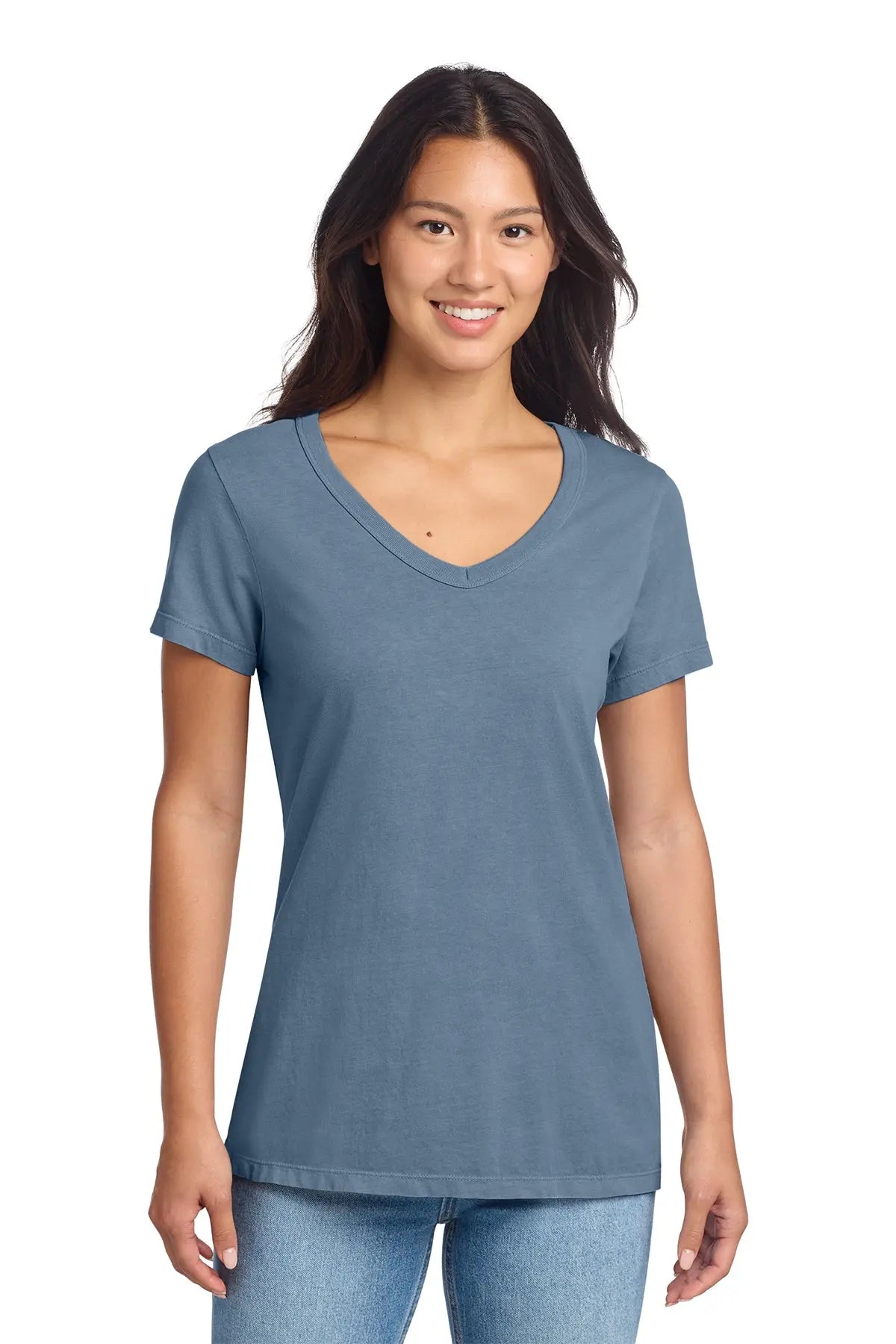 Port & Co™ Women's Beach Wash® Garment-Dyed V-Neck Tee #LPC099V