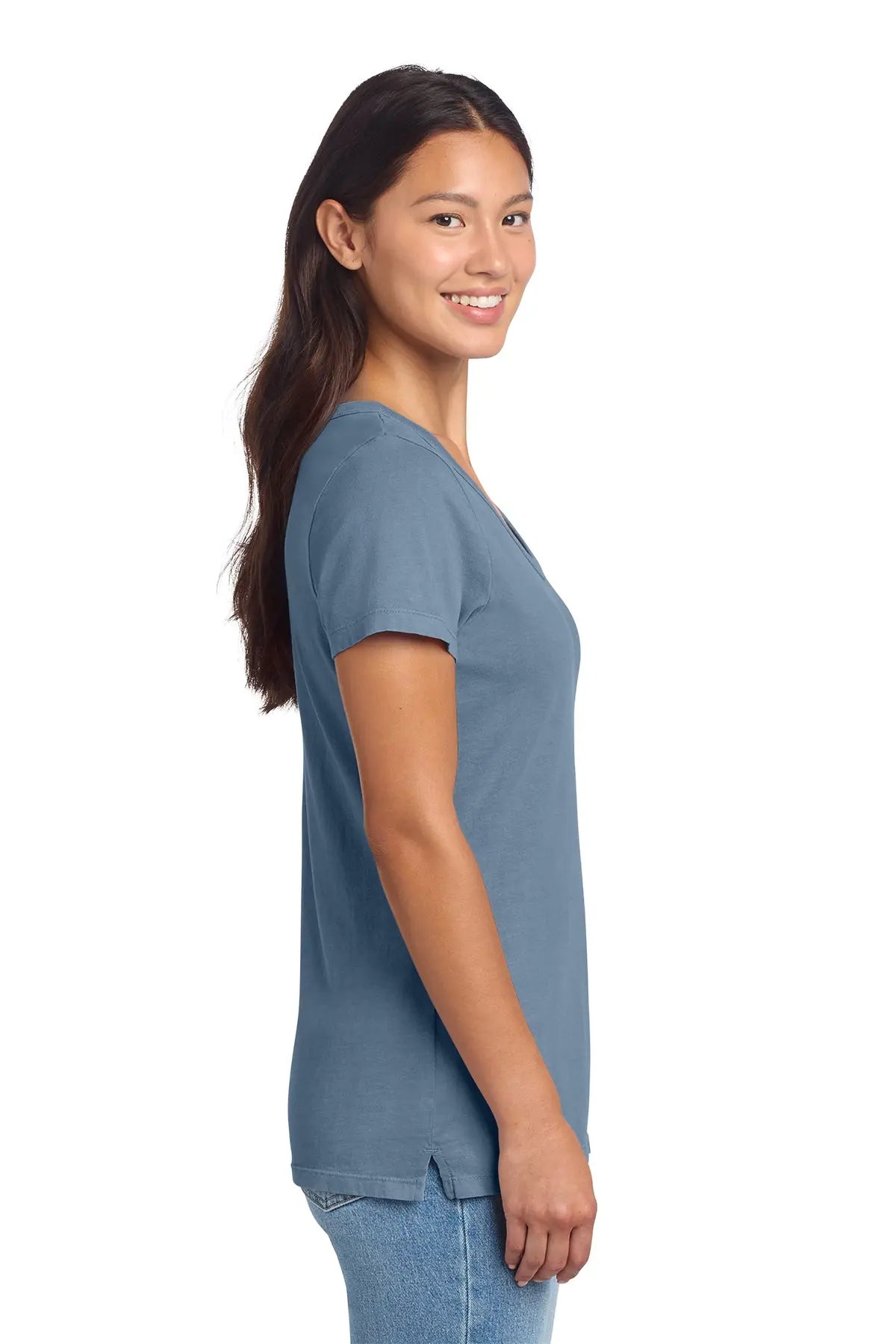 Port & Co™ Women's Beach Wash® Garment-Dyed V-Neck Tee #LPC099V