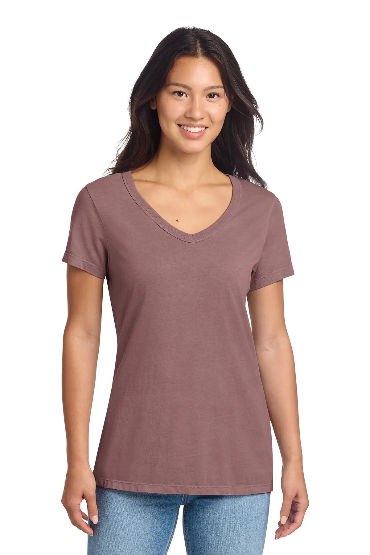 Port & Co™ Women's Beach Wash® Garment-Dyed V-Neck Tee #LPC099V