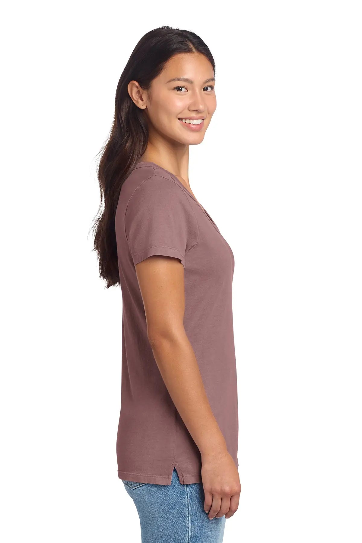 Port & Co™ Women's Beach Wash® Garment-Dyed V-Neck Tee #LPC099V