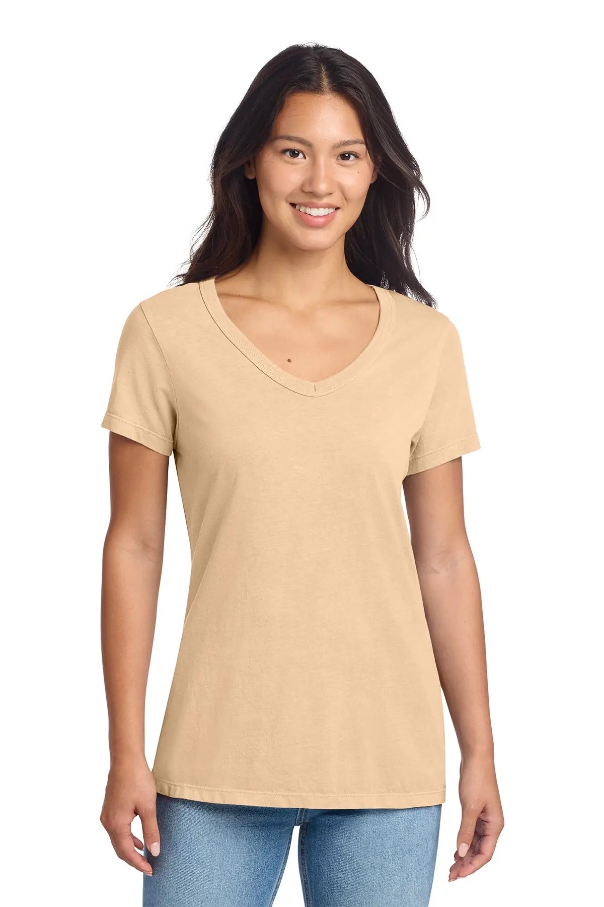 Port & Co™ Women's Beach Wash® Garment-Dyed V-Neck Tee #LPC099V