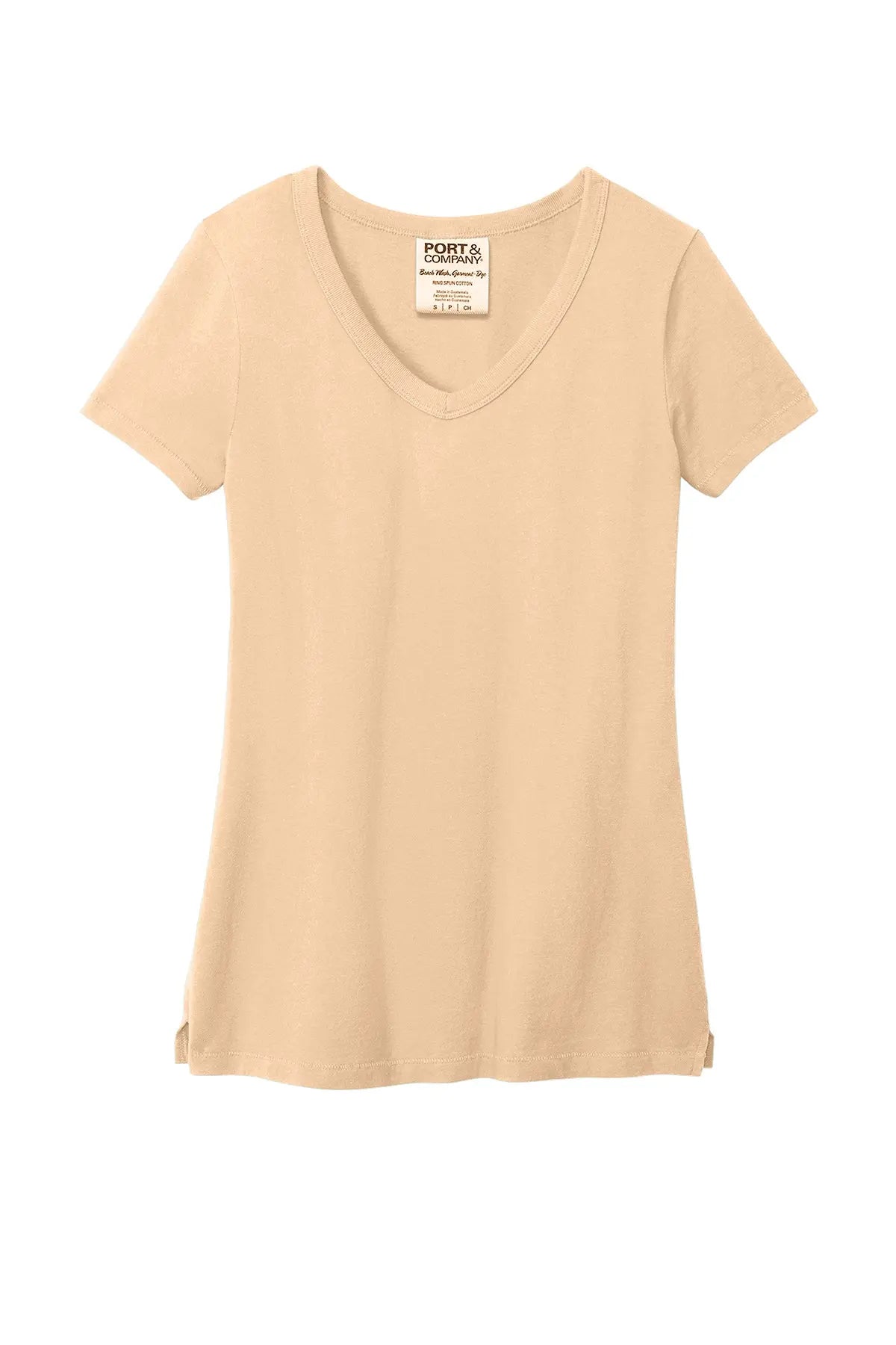 Port & Co™ Women's Beach Wash® Garment-Dyed V-Neck Tee #LPC099V