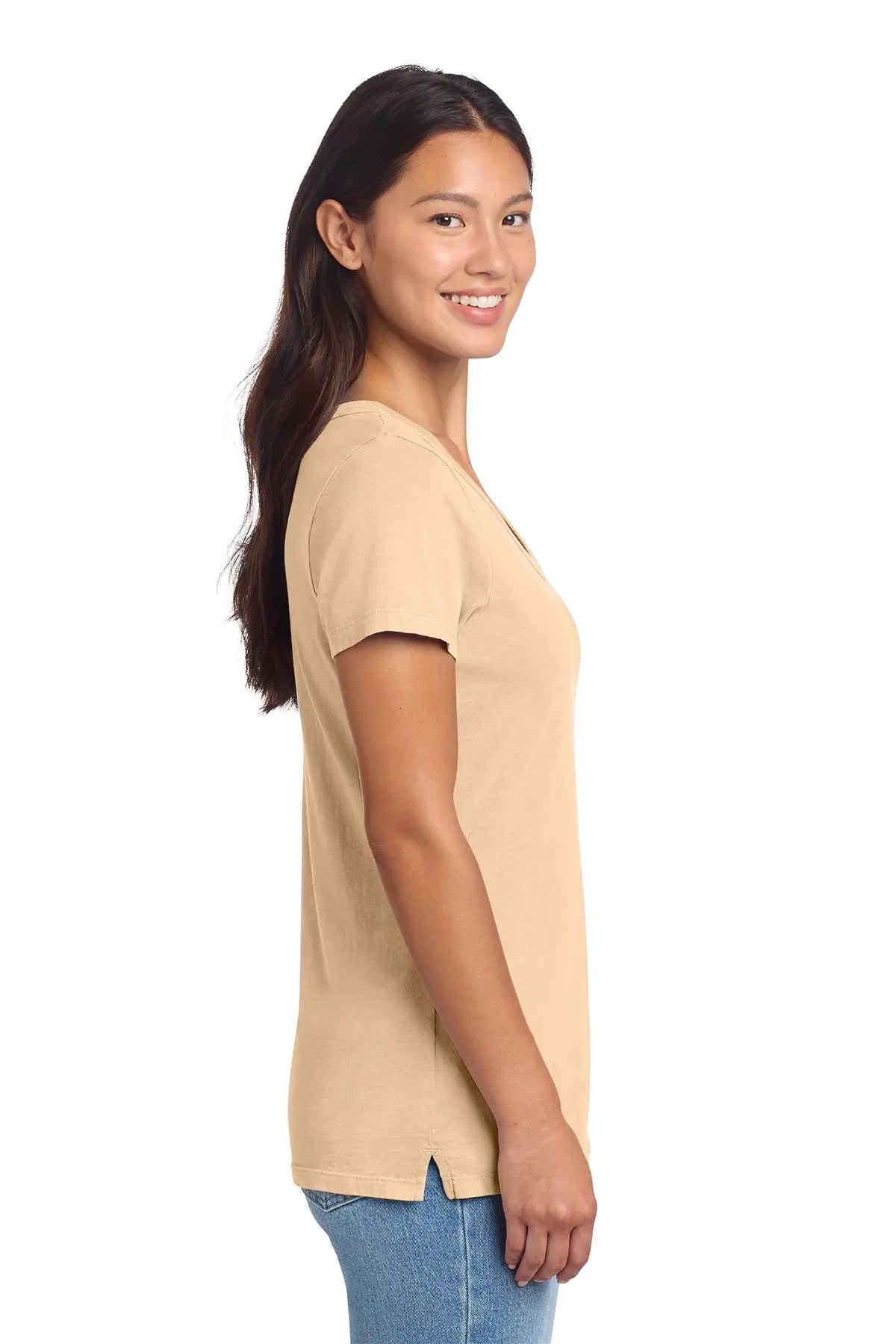 Port & Co™ Women's Beach Wash® Garment-Dyed V-Neck Tee #LPC099V