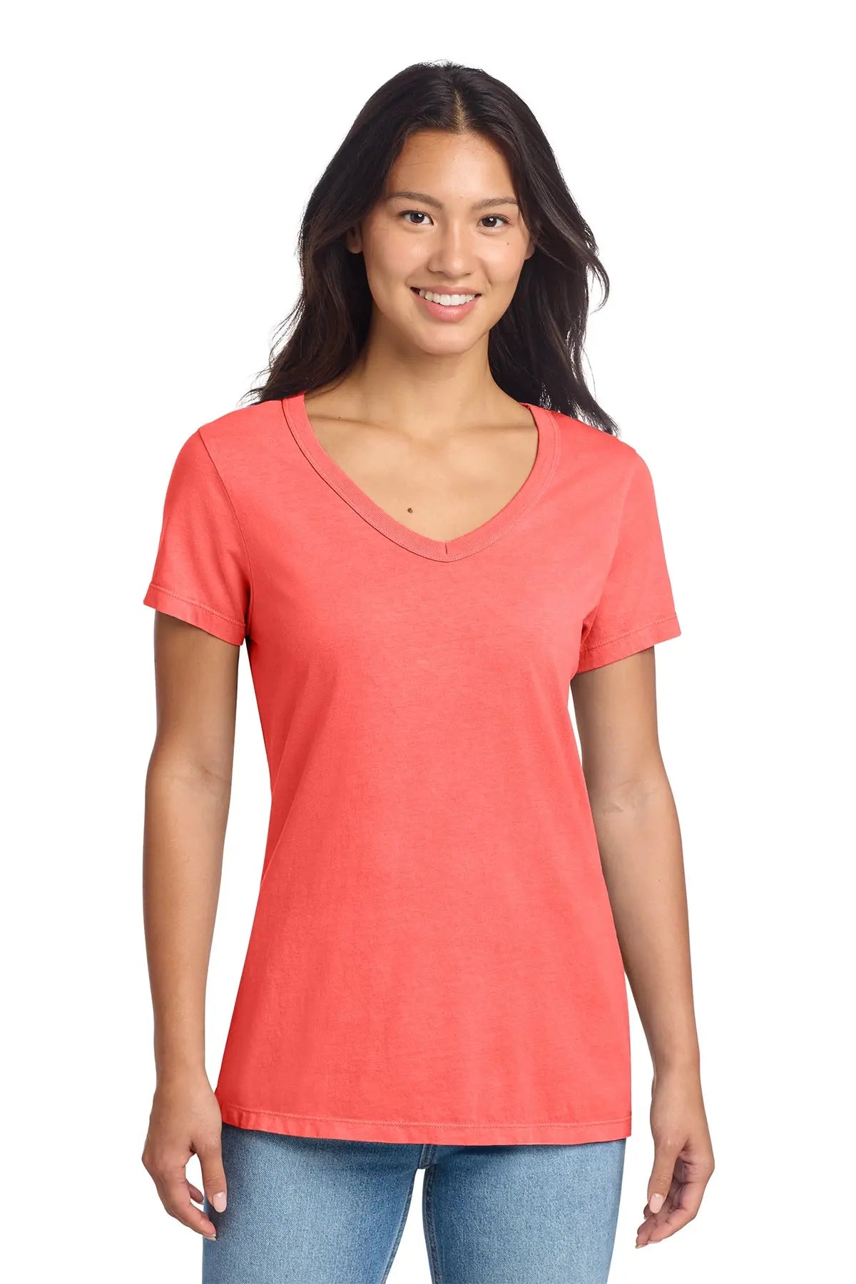 Port & Co™ Women's Beach Wash® Garment-Dyed V-Neck Tee #LPC099V