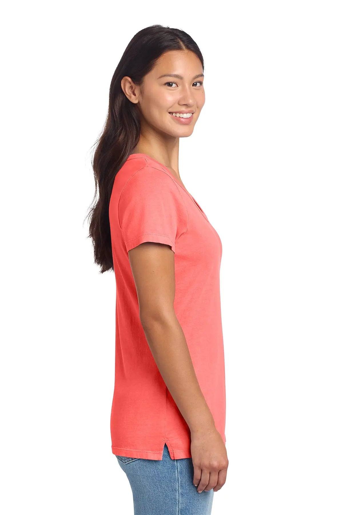 Port & Co™ Women's Beach Wash® Garment-Dyed V-Neck Tee #LPC099V