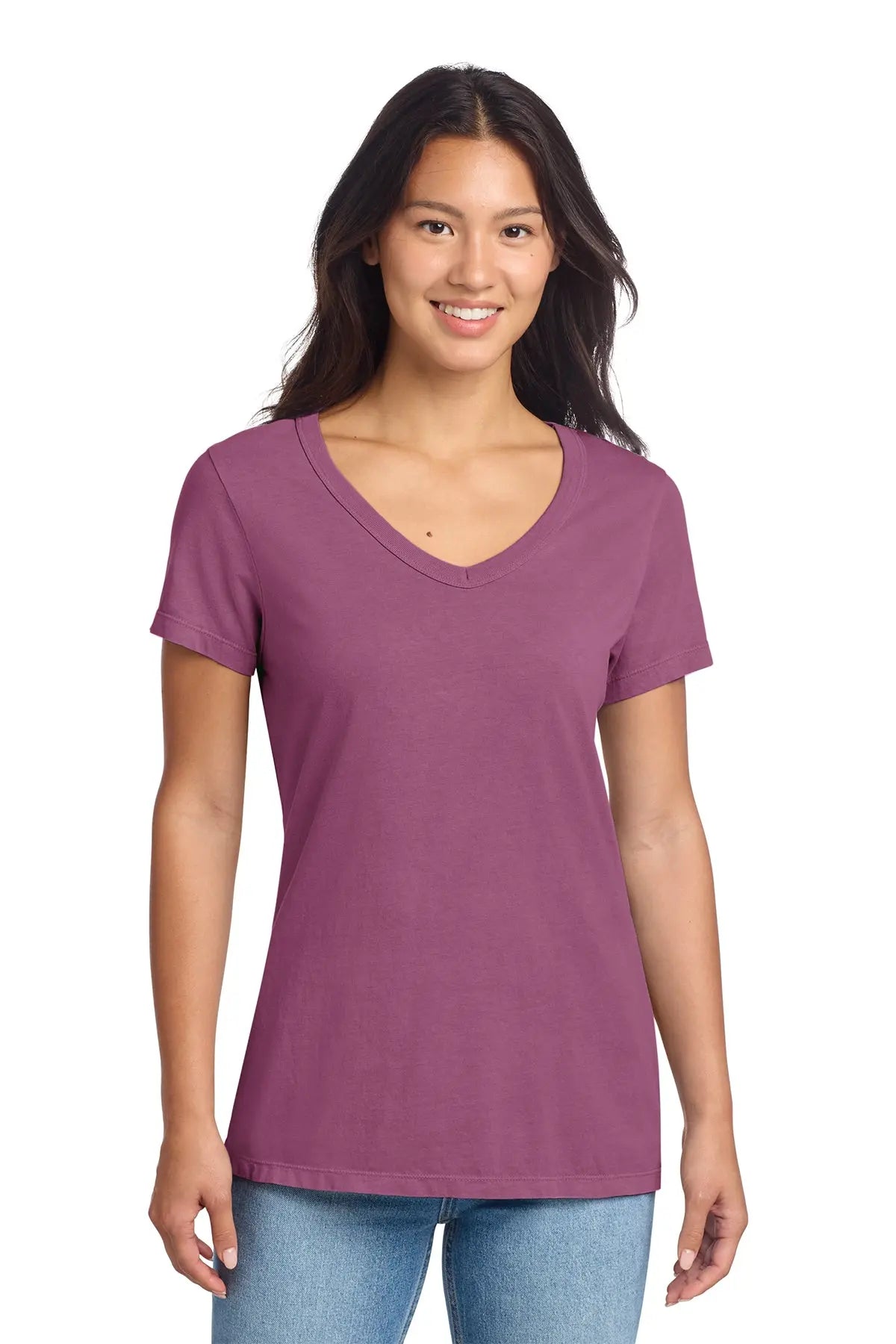 Port & Co™ Women's Beach Wash® Garment-Dyed V-Neck Tee #LPC099V