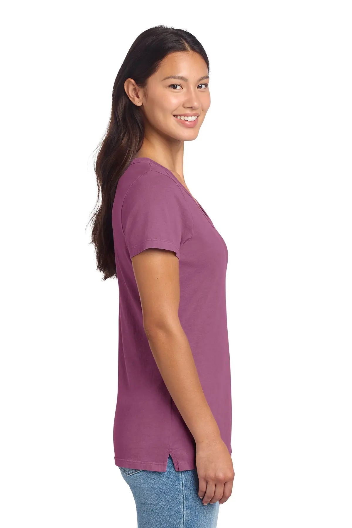 Port & Co™ Women's Beach Wash® Garment-Dyed V-Neck Tee #LPC099V