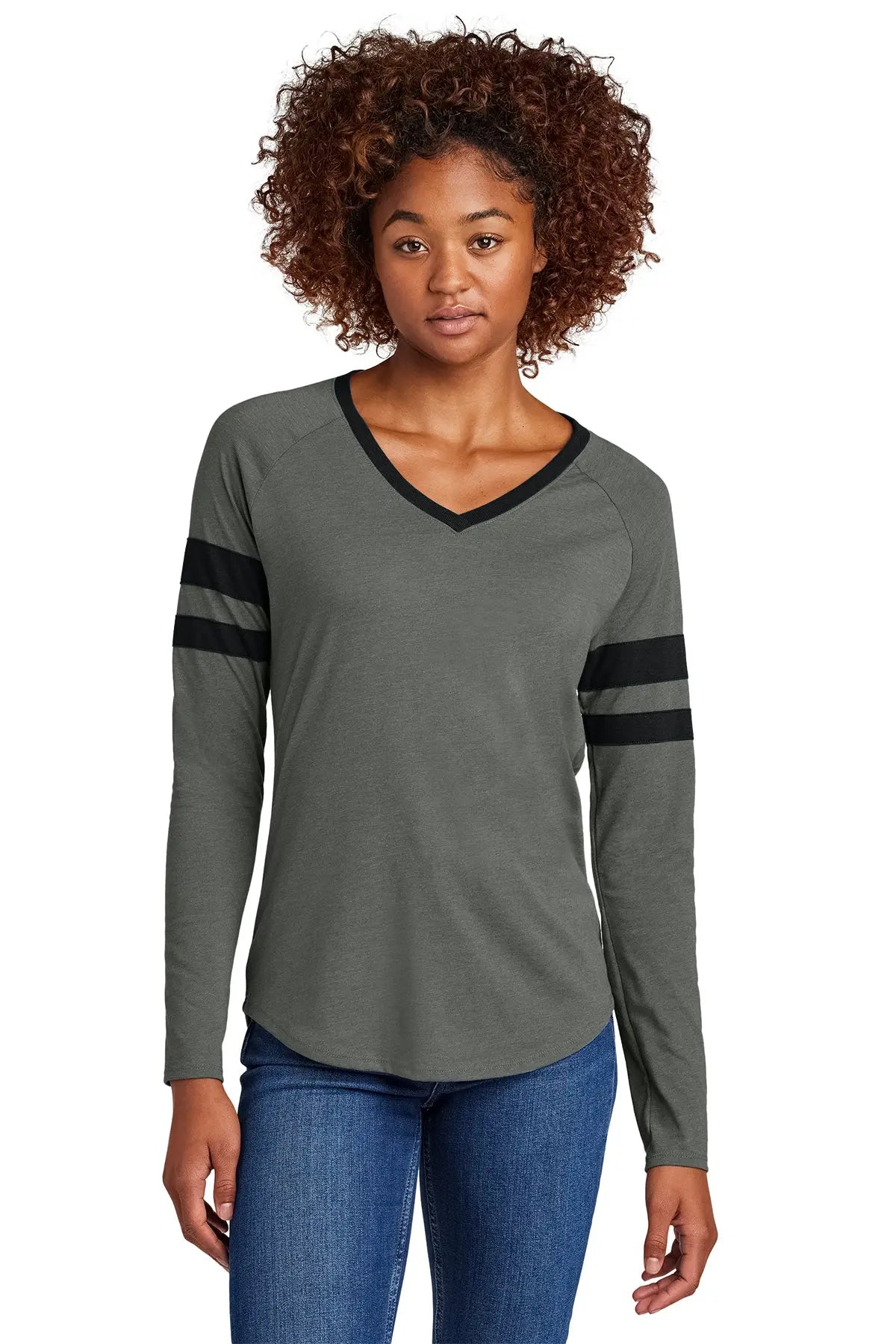 Sport-Tek® Women's Halftime Stripe Long Sleeve V-Neck Tee #LST6043