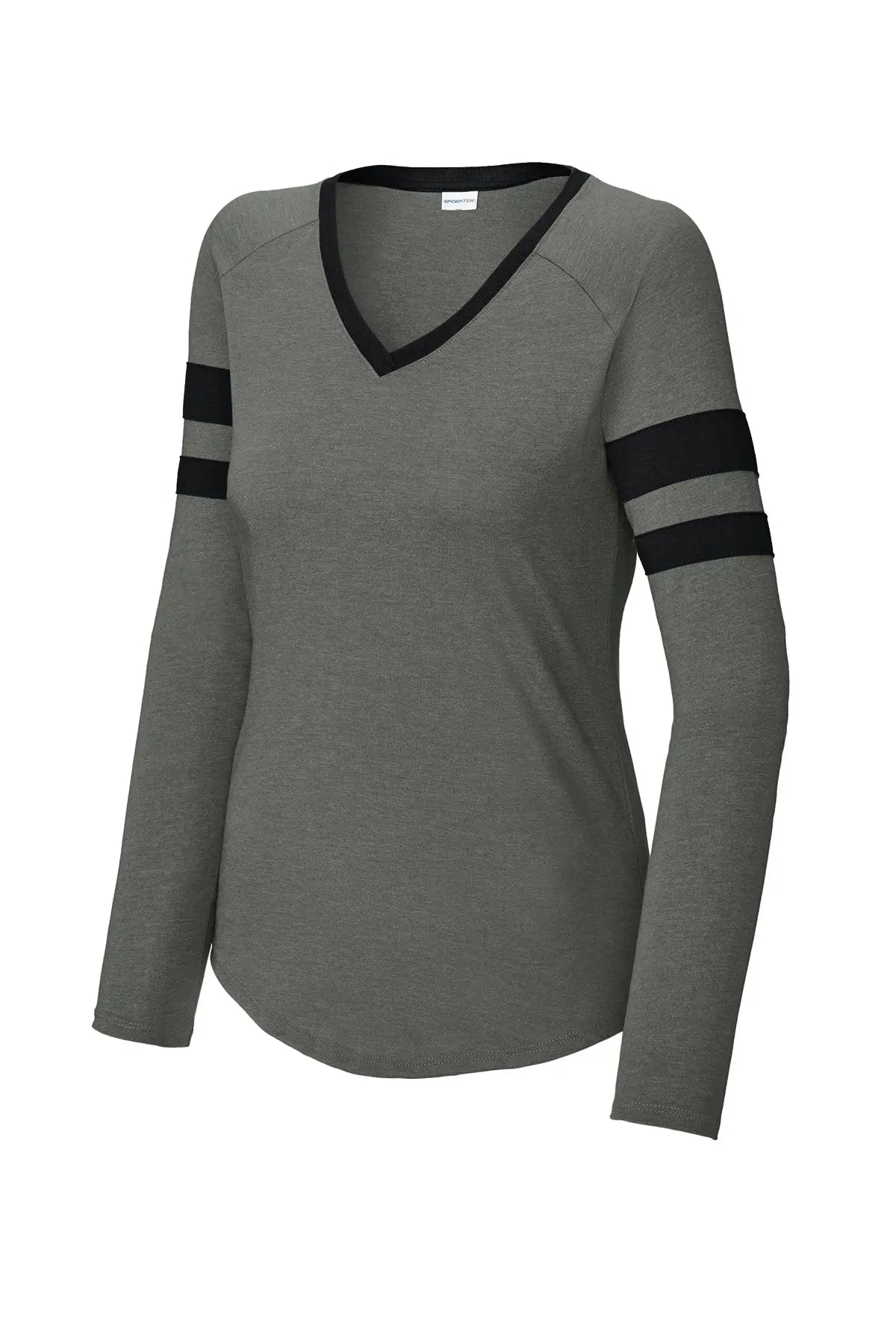Sport-Tek® Women's Halftime Stripe Long Sleeve V-Neck Tee #LST6043