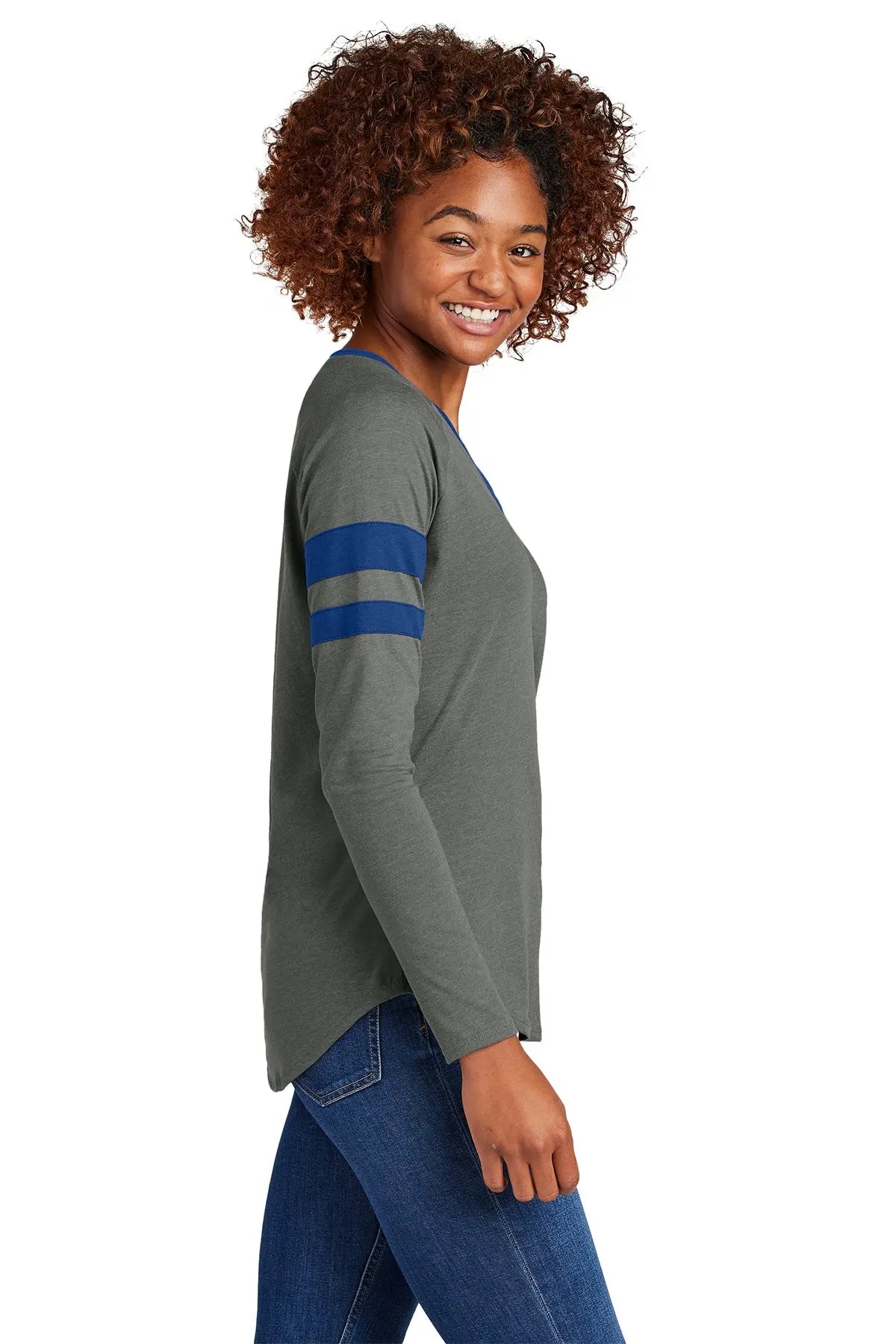 Sport-Tek® Women's Halftime Stripe Long Sleeve V-Neck Tee #LST6043