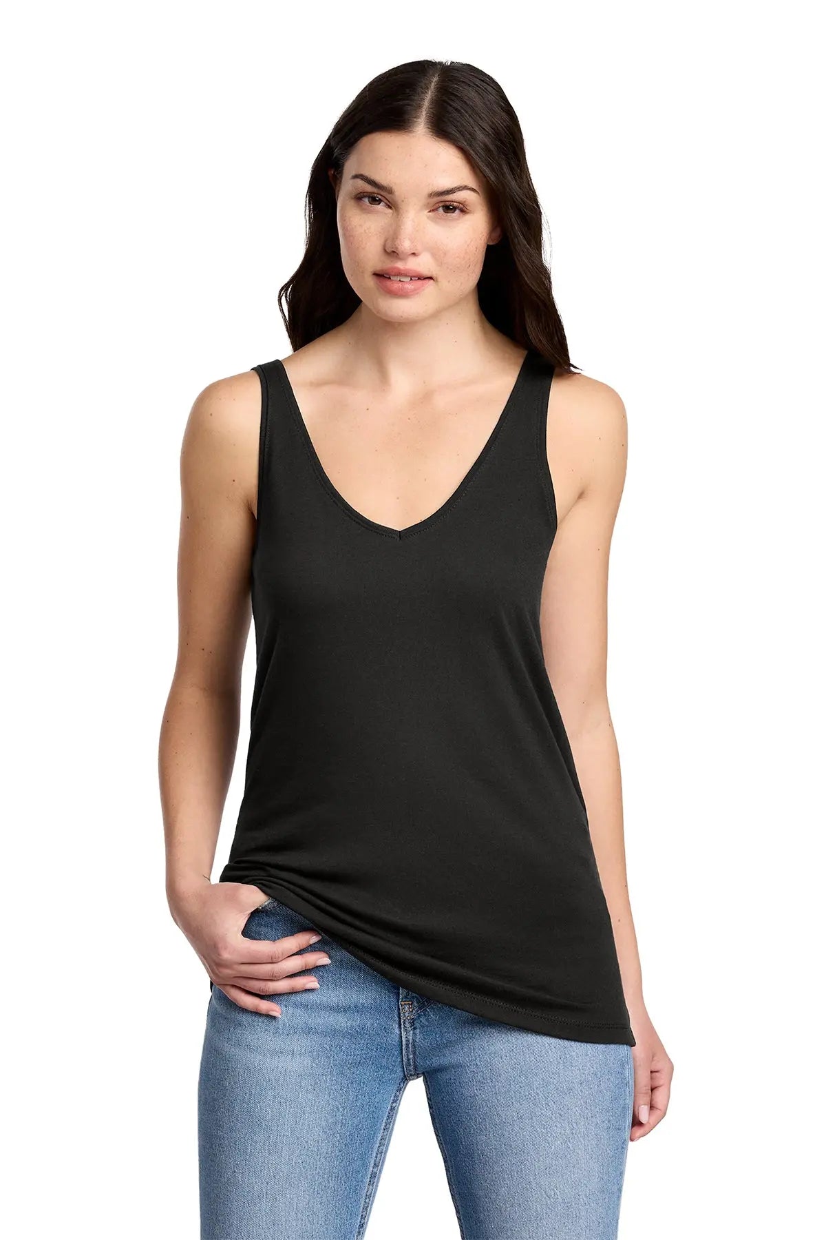 District® Women’s Perfect Blend® CVC V-Neck Tank #DT154 Game Over Merch