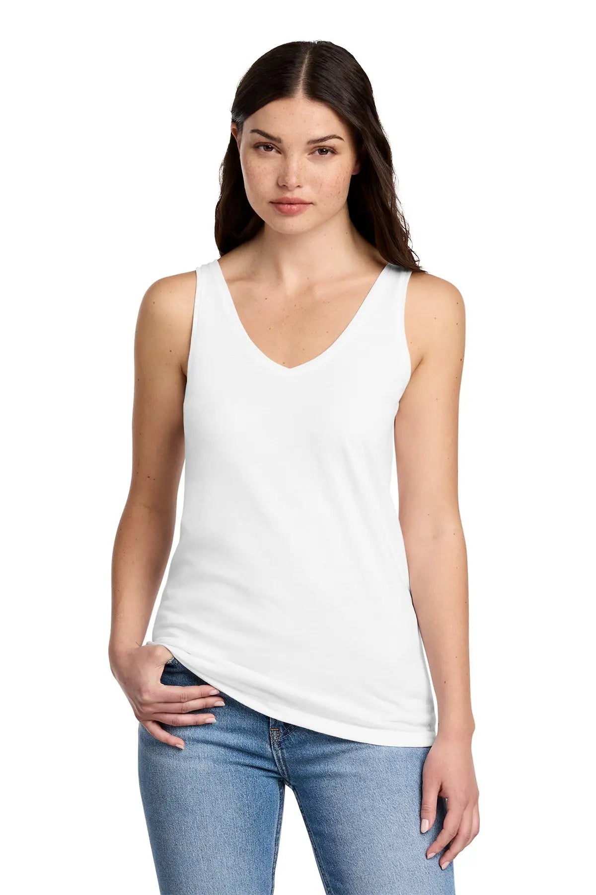 District® Women’s Perfect Blend® CVC V-Neck Tank #DT154 Game Over Merch