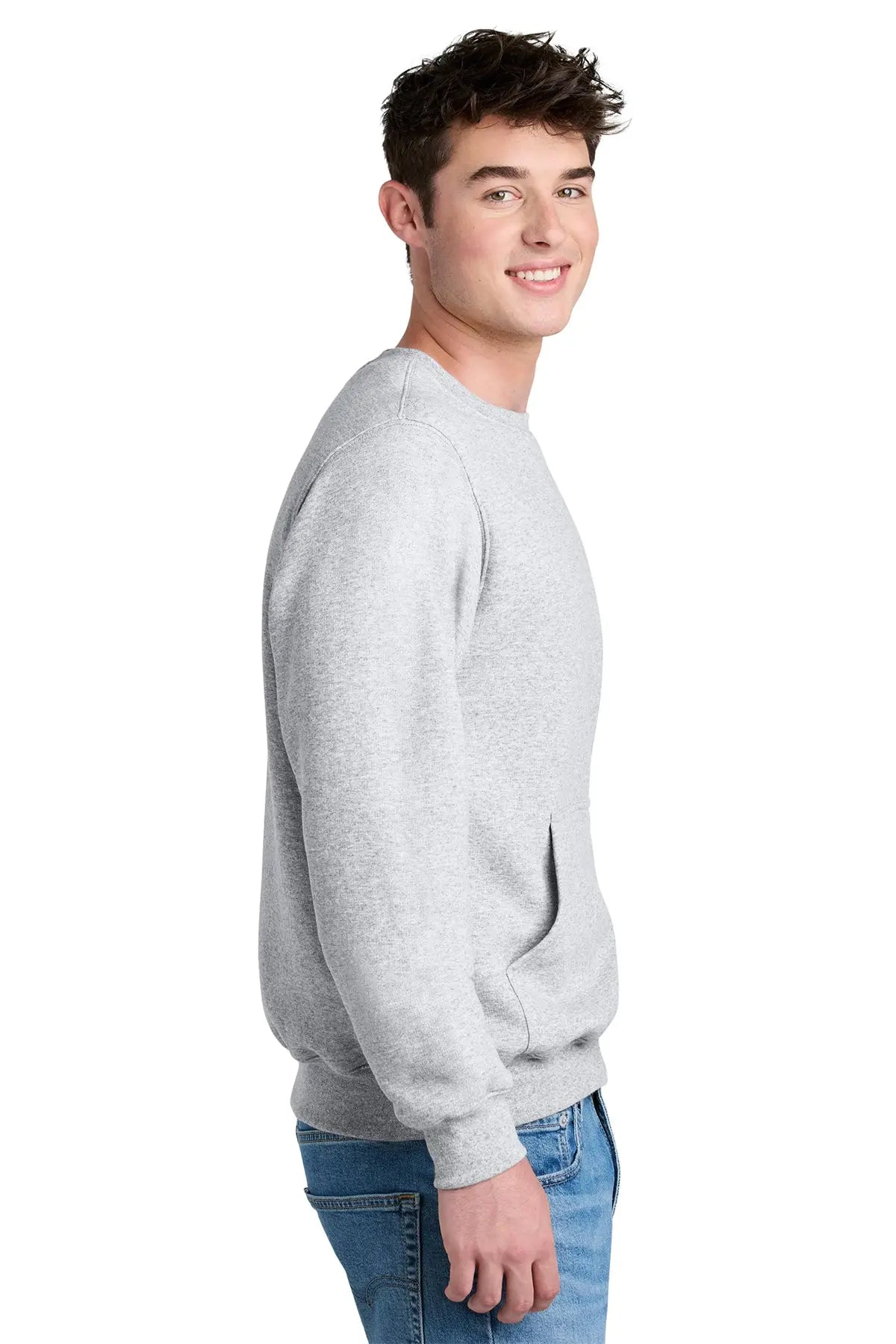 Port & Co™ Core Fleece Crewneck Pocket Sweatshirt #PC78PKT
