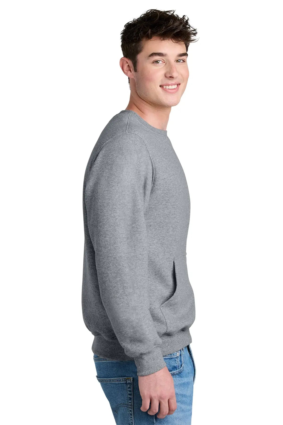 Port & Co™ Core Fleece Crewneck Pocket Sweatshirt #PC78PKT