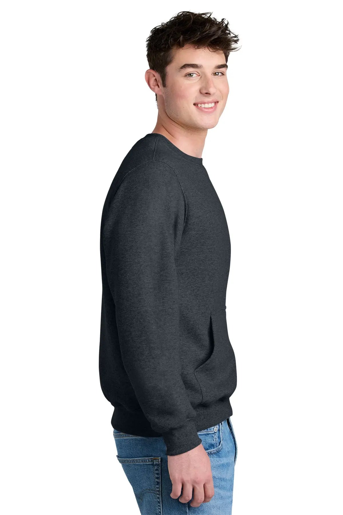 Port & Co™ Core Fleece Crewneck Pocket Sweatshirt #PC78PKT