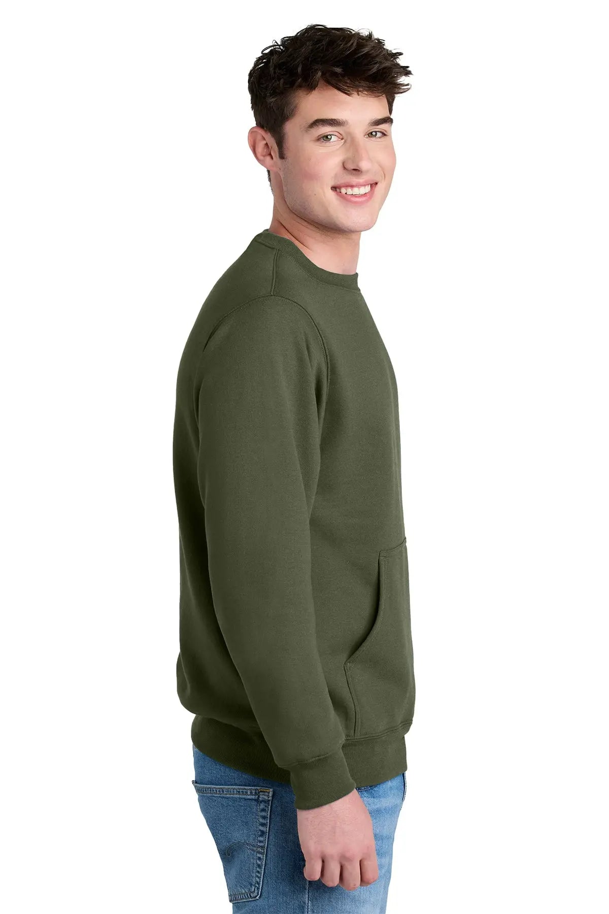 Port & Co™ Core Fleece Crewneck Pocket Sweatshirt #PC78PKT