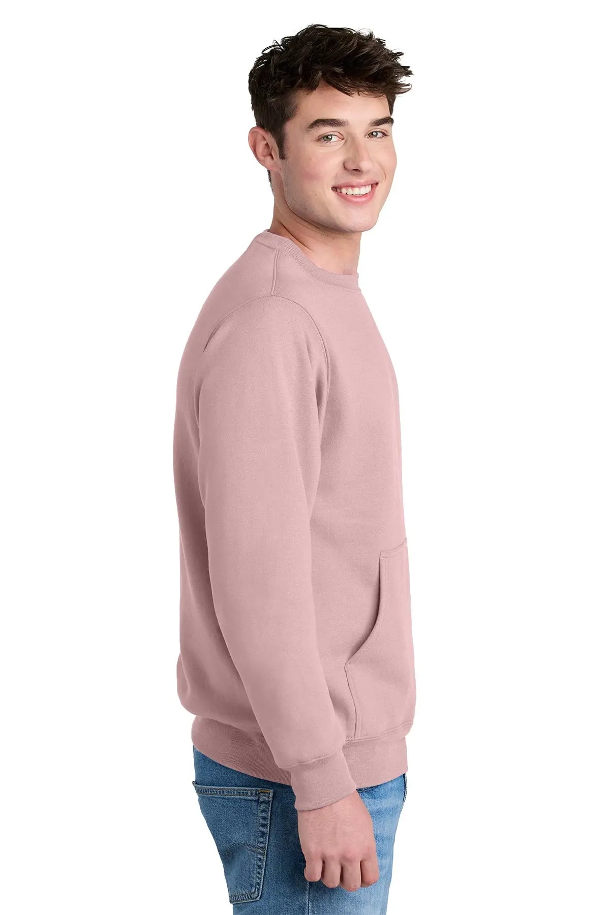 Port & Co™ Core Fleece Crewneck Pocket Sweatshirt #PC78PKT